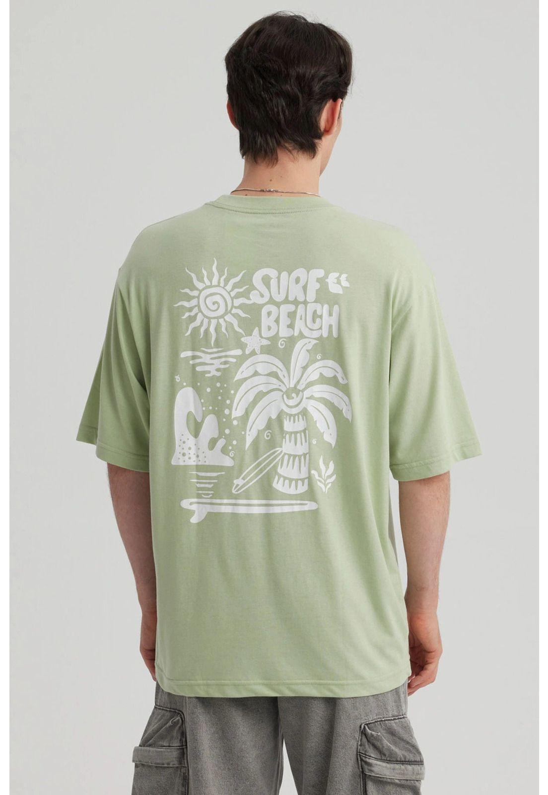 Polera Hombre Doble Print Verde Claro-2