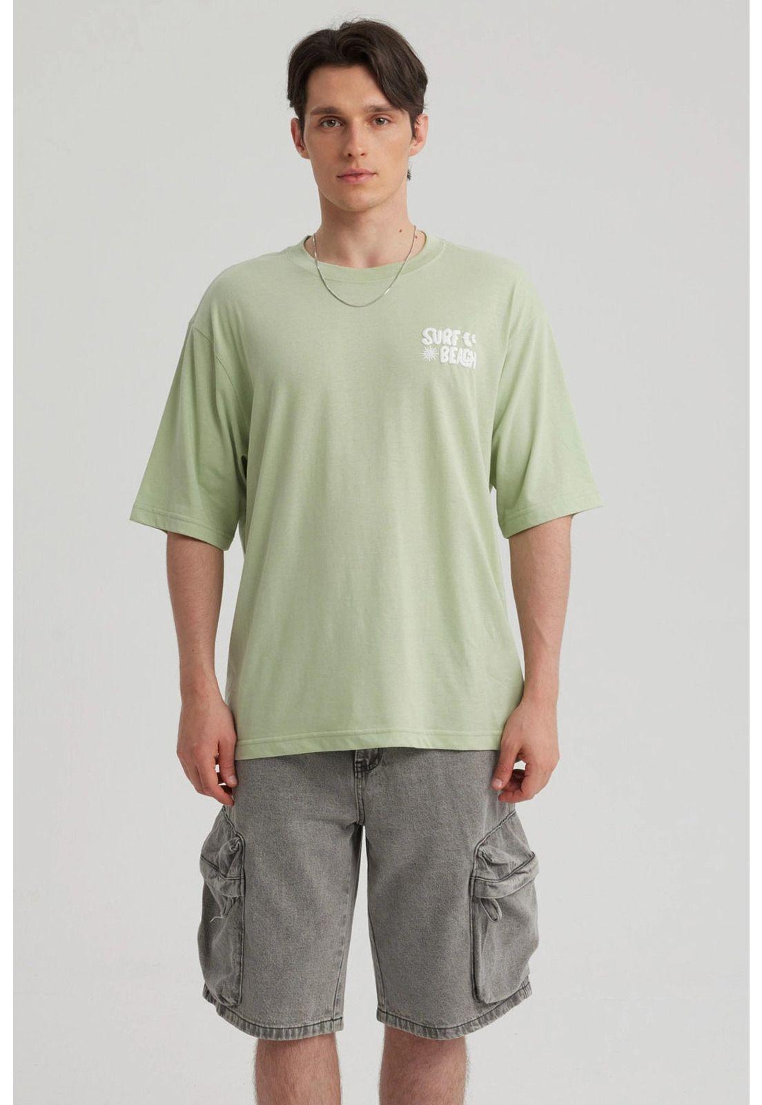 Polera Hombre Doble Print Verde Claro-4