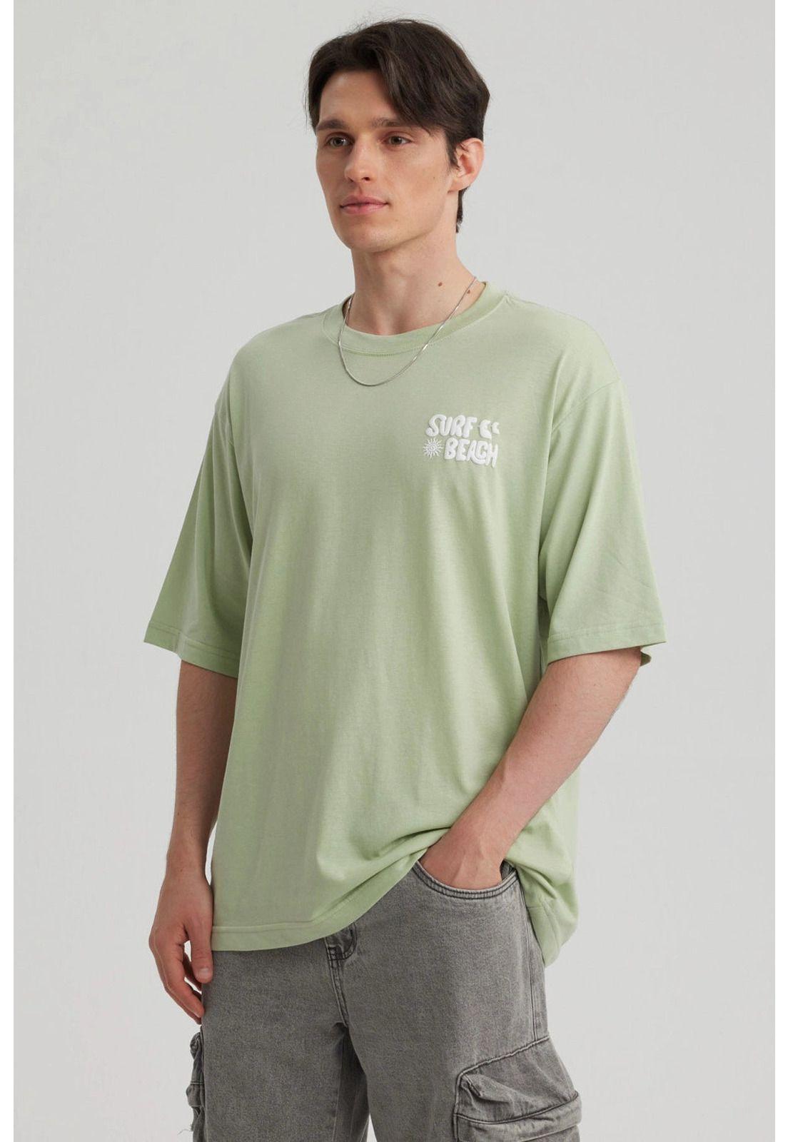 Polera Hombre Doble Print Verde Claro-5