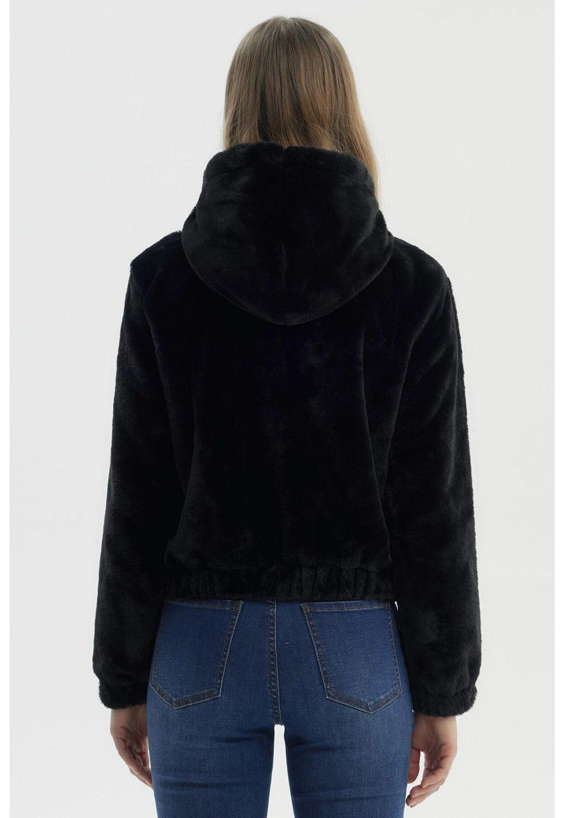 Chaqueta Mujer Polar Suave Negro-2
