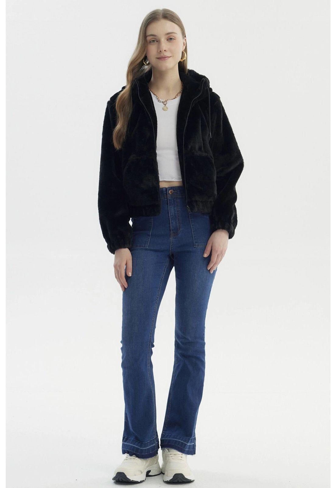 Chaqueta Mujer Polar Suave Negro-3
