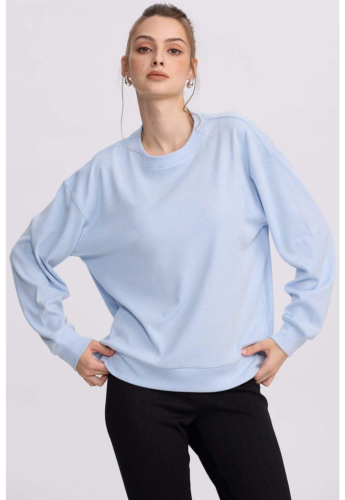 Polerón Mujer Holgado Celeste-0