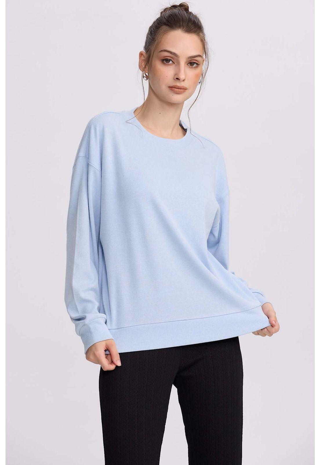 Polerón Mujer Holgado Celeste-1