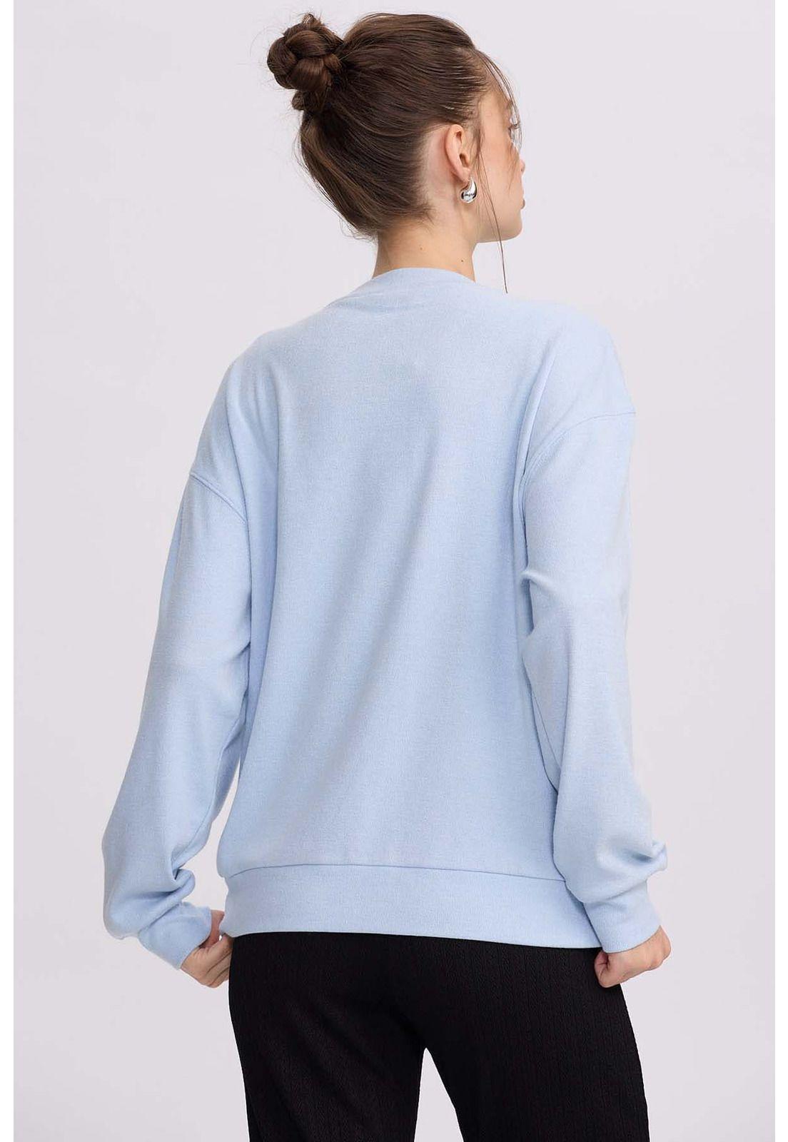 Polerón Mujer Holgado Celeste-2