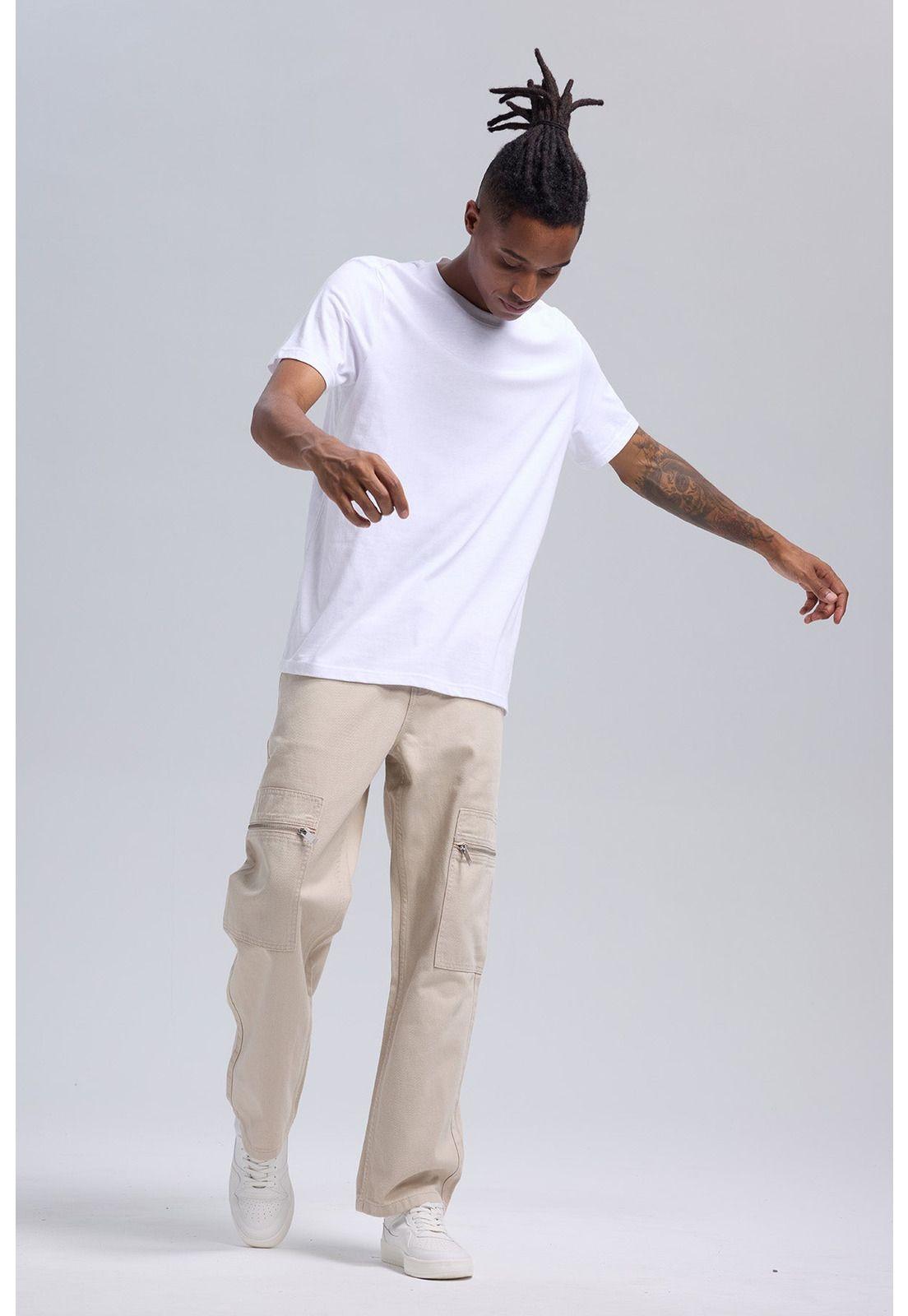 Jeans Hombre Cargo Con Cierre Beige-3