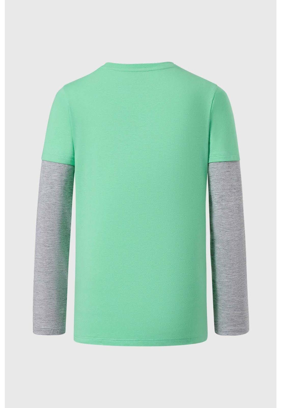 Polera Niño Doble Manga Básica Verde - lll-1