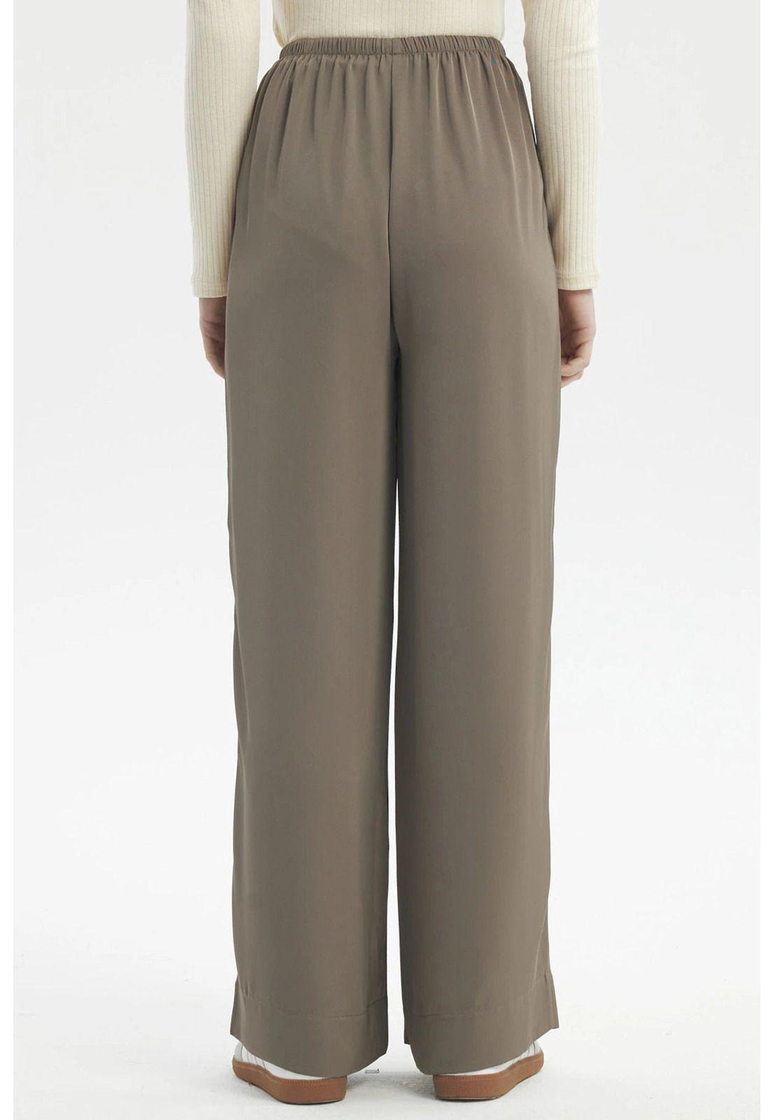 Pantalón Mujer Holgado Amplio Con Cordón Verde Militar Claro-2