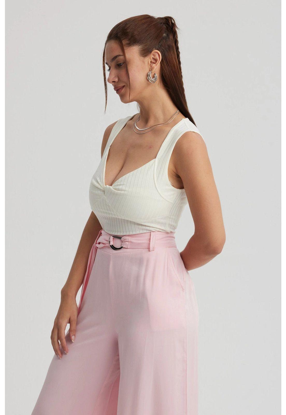 Polera Mujer Escote Corazón Beige-1