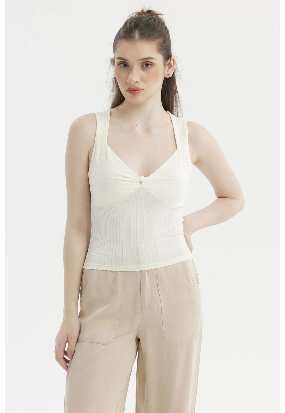 Polera Mujer Escote Corazón Beige-4