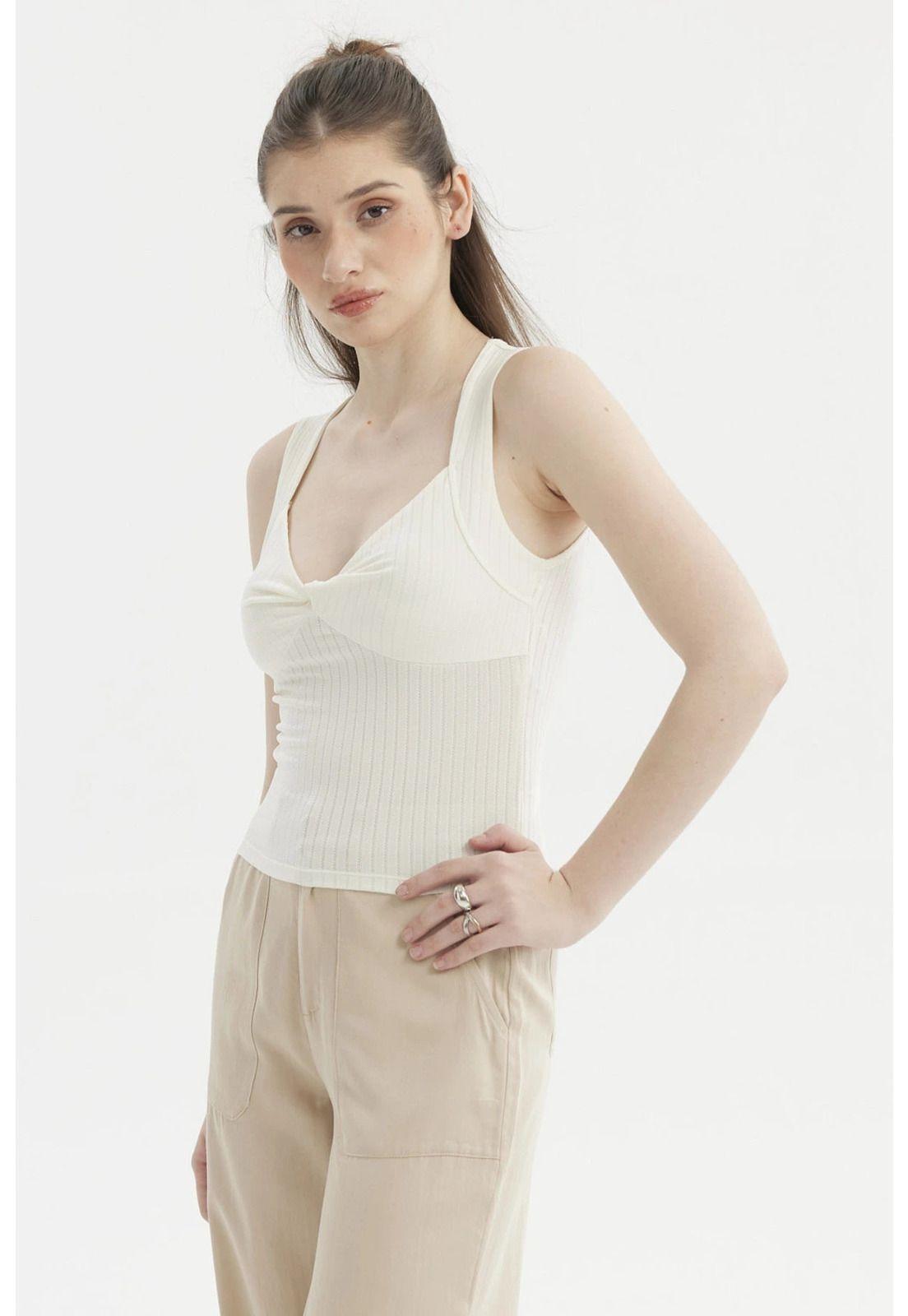 Polera Mujer Escote Corazón Beige-5