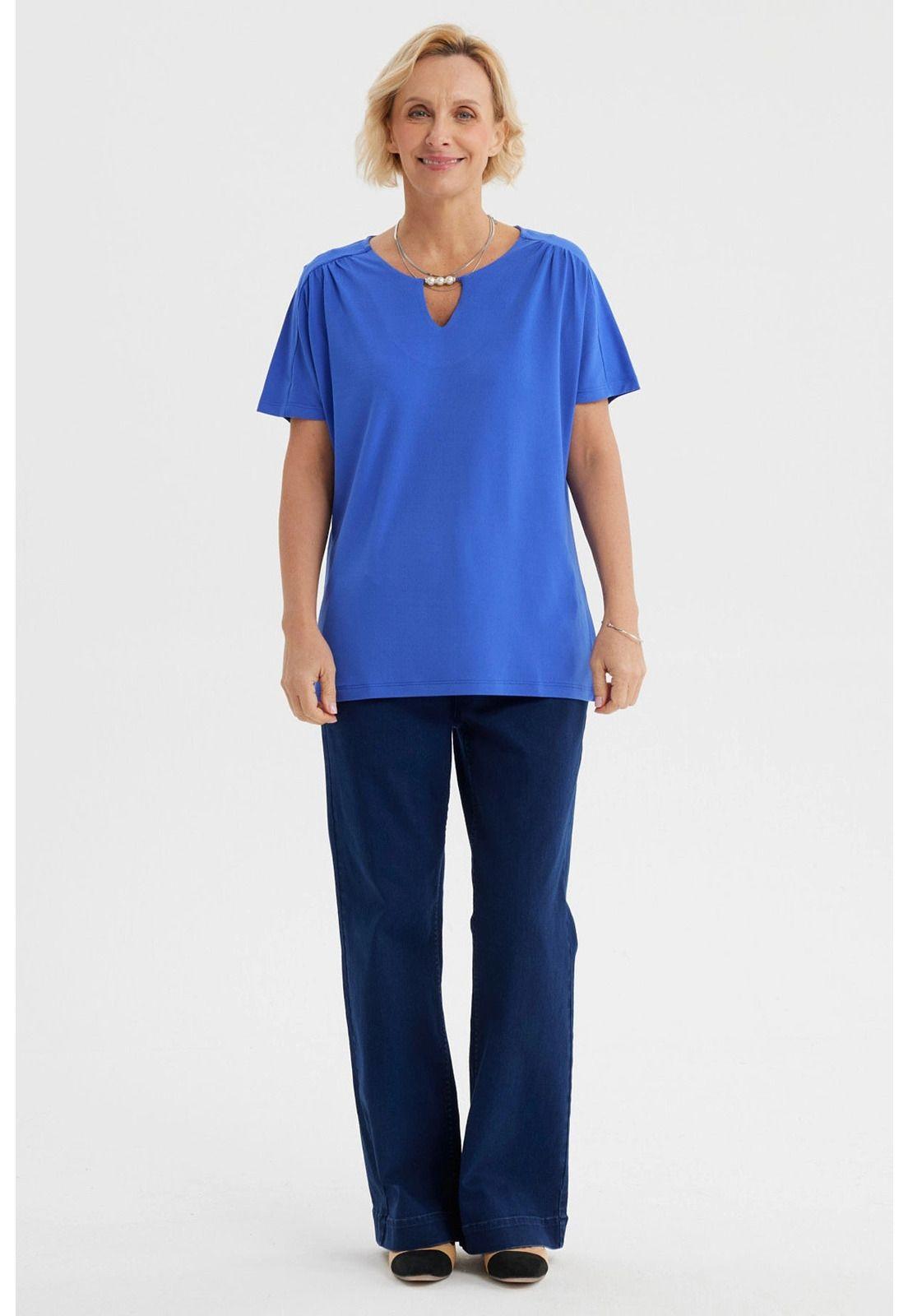 Polera Mujer Detalle Perlas Azulino-3