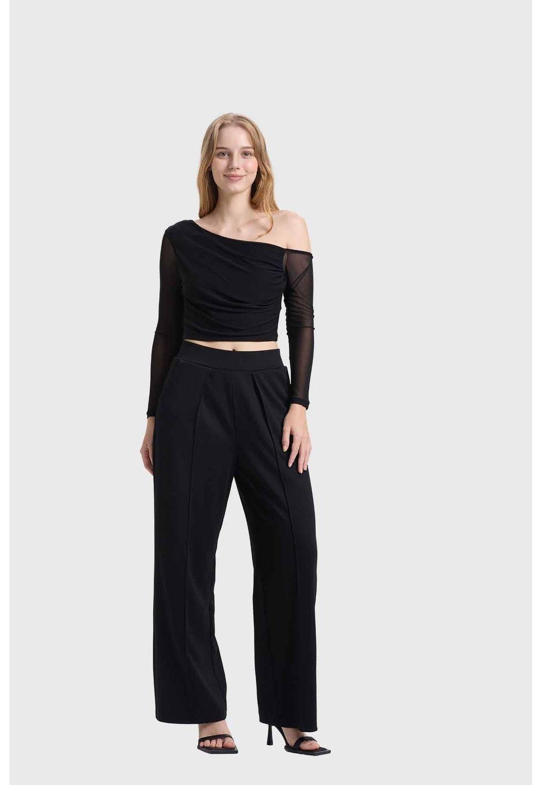 Polera Mujer Drapeada Simetric Negro-3