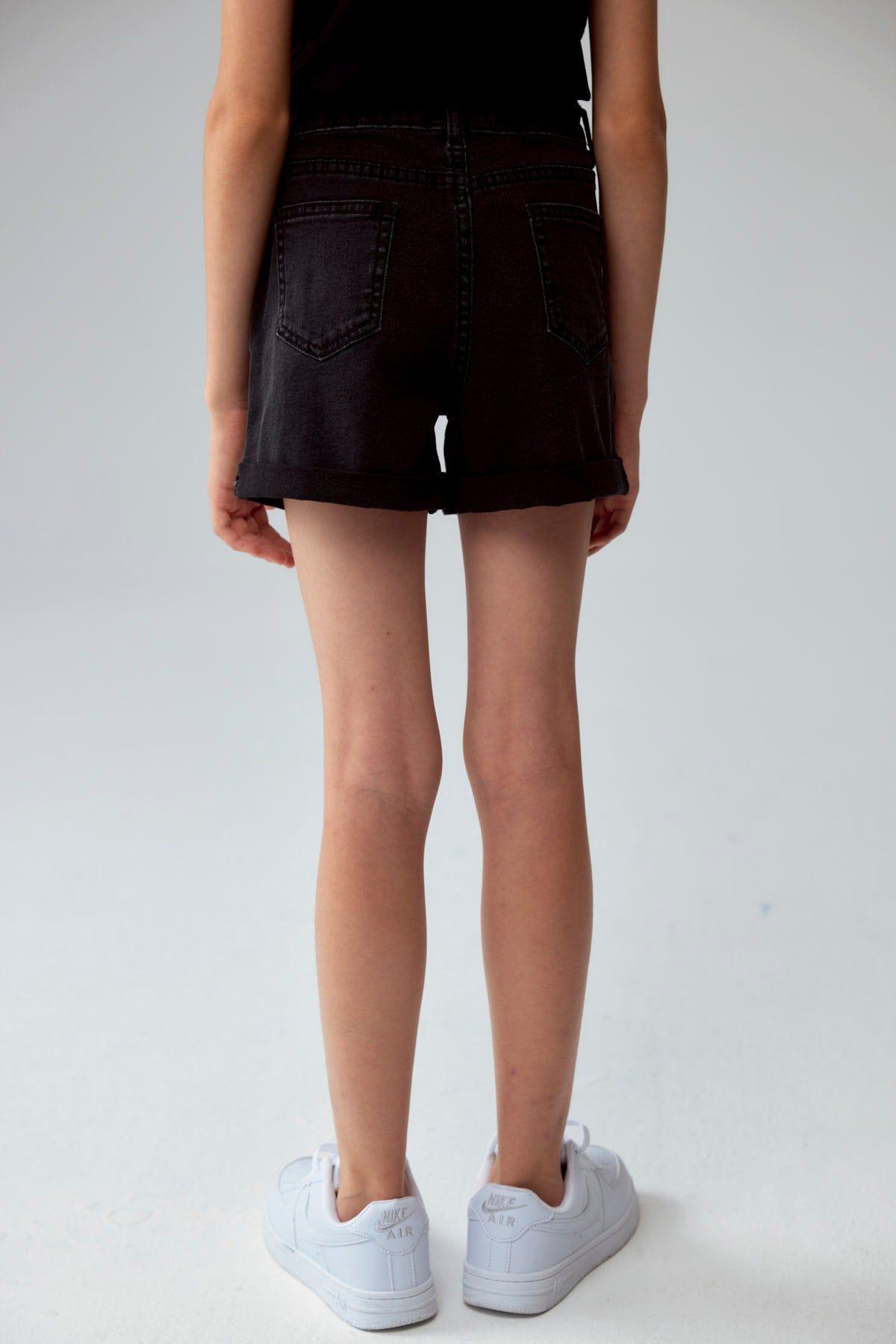 Short Niña Básico Denim Negro-2