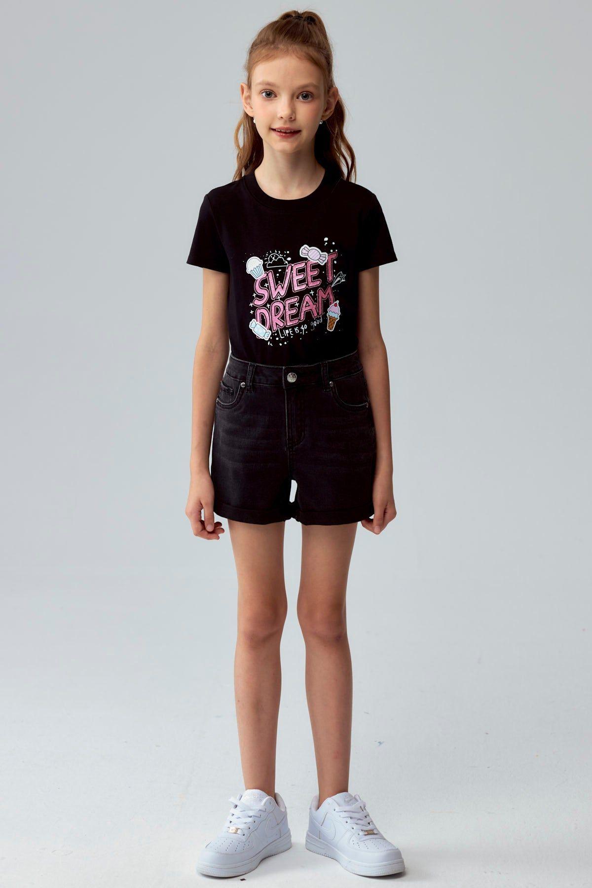 Short Niña Básico Denim Negro-3