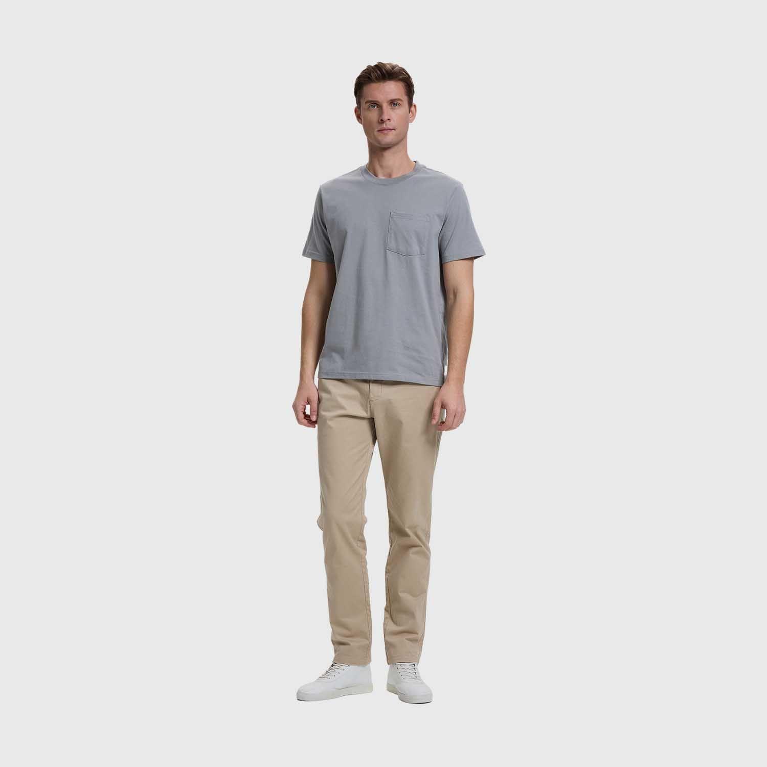 Polera Hombre Básica Con Bolsillo Gris Fashion's Park-3