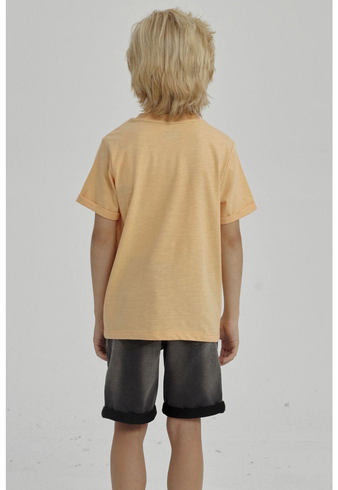 Polera Niño Print Lentejuelas Naranjo-2