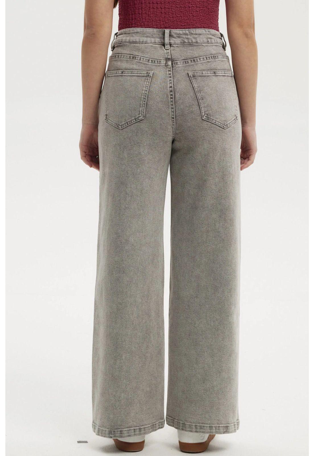 Jeans Mujer Wide Leg Linea Gris-2