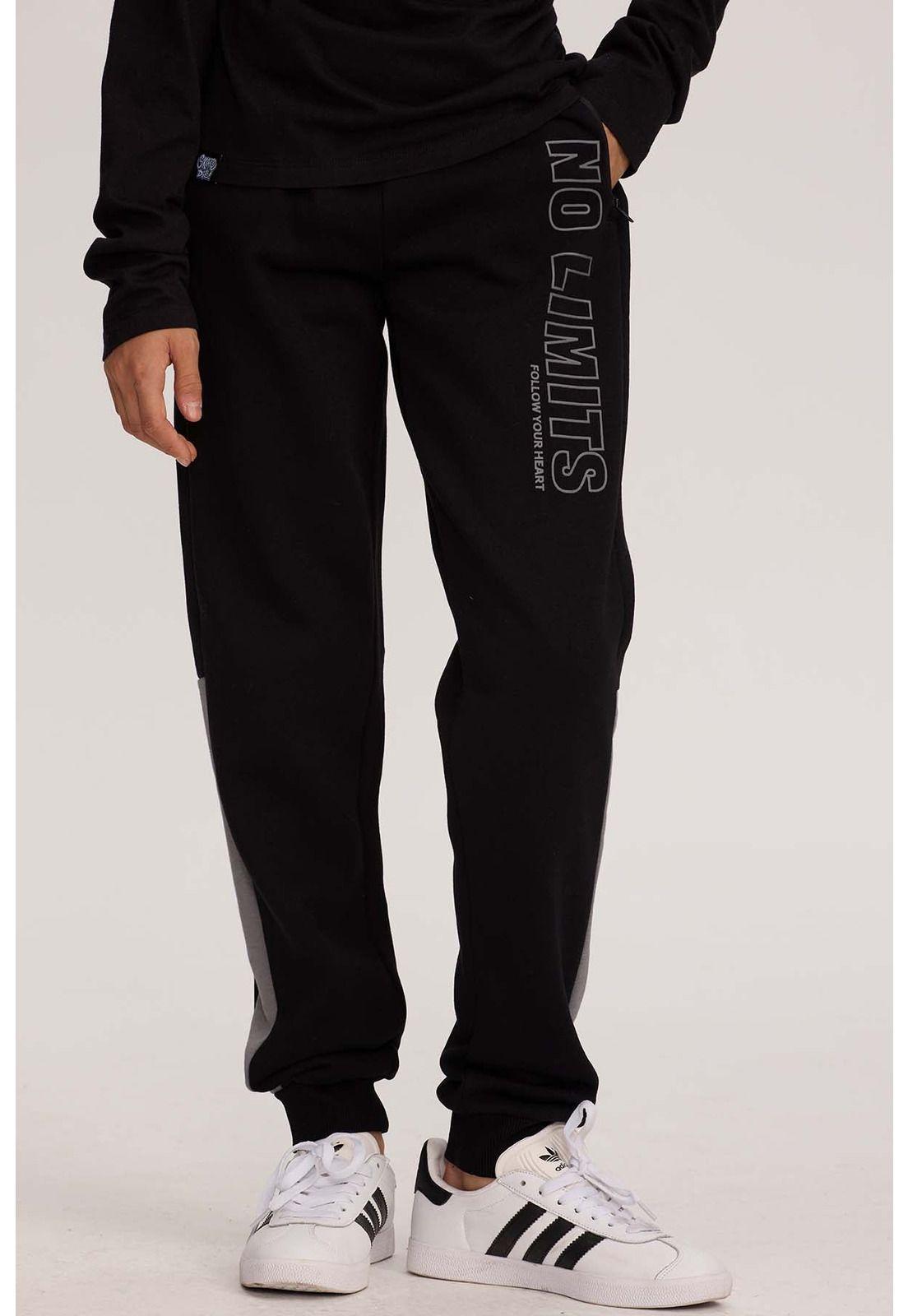Pantalón Buzo Niño Con Cortes Negro-0