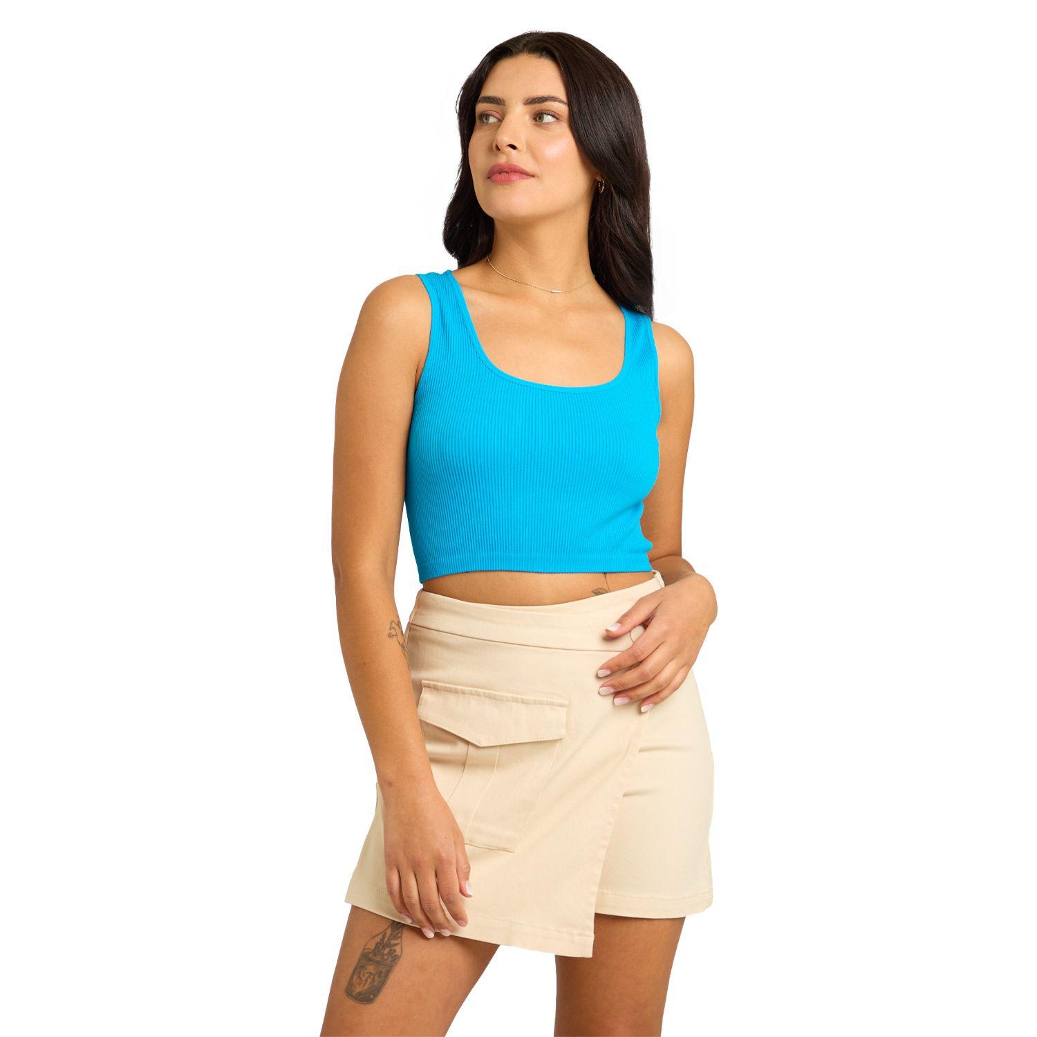 Polera Mujer Seamless Azul Claro Fashion's Park-0