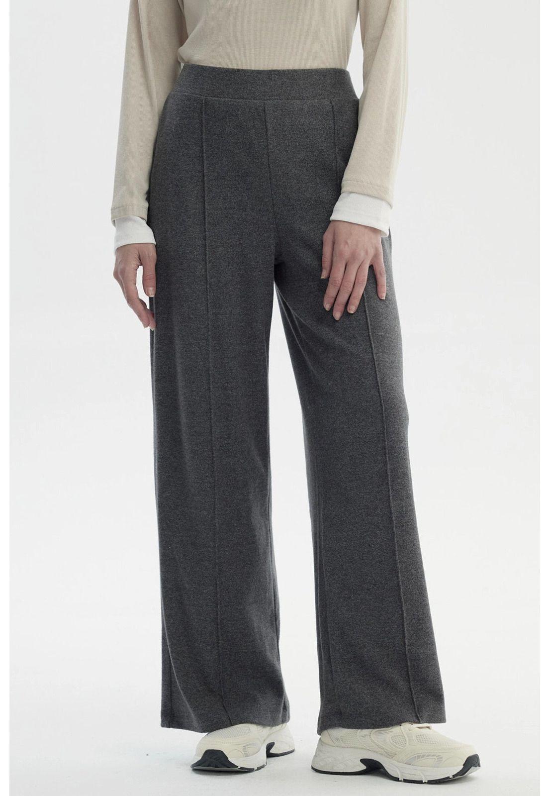 Pantalón Mujer Camman Calce Recto Cortes Gris-0