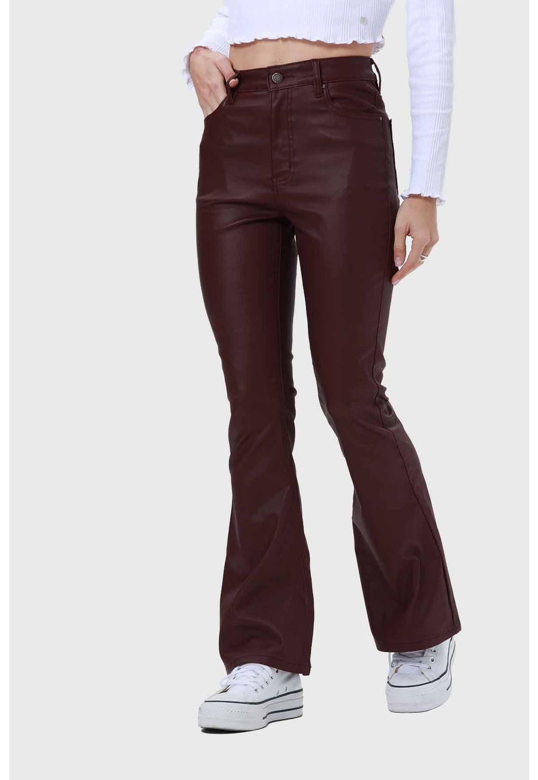 Jeans Mujer Flare Engomado Chocolate-1