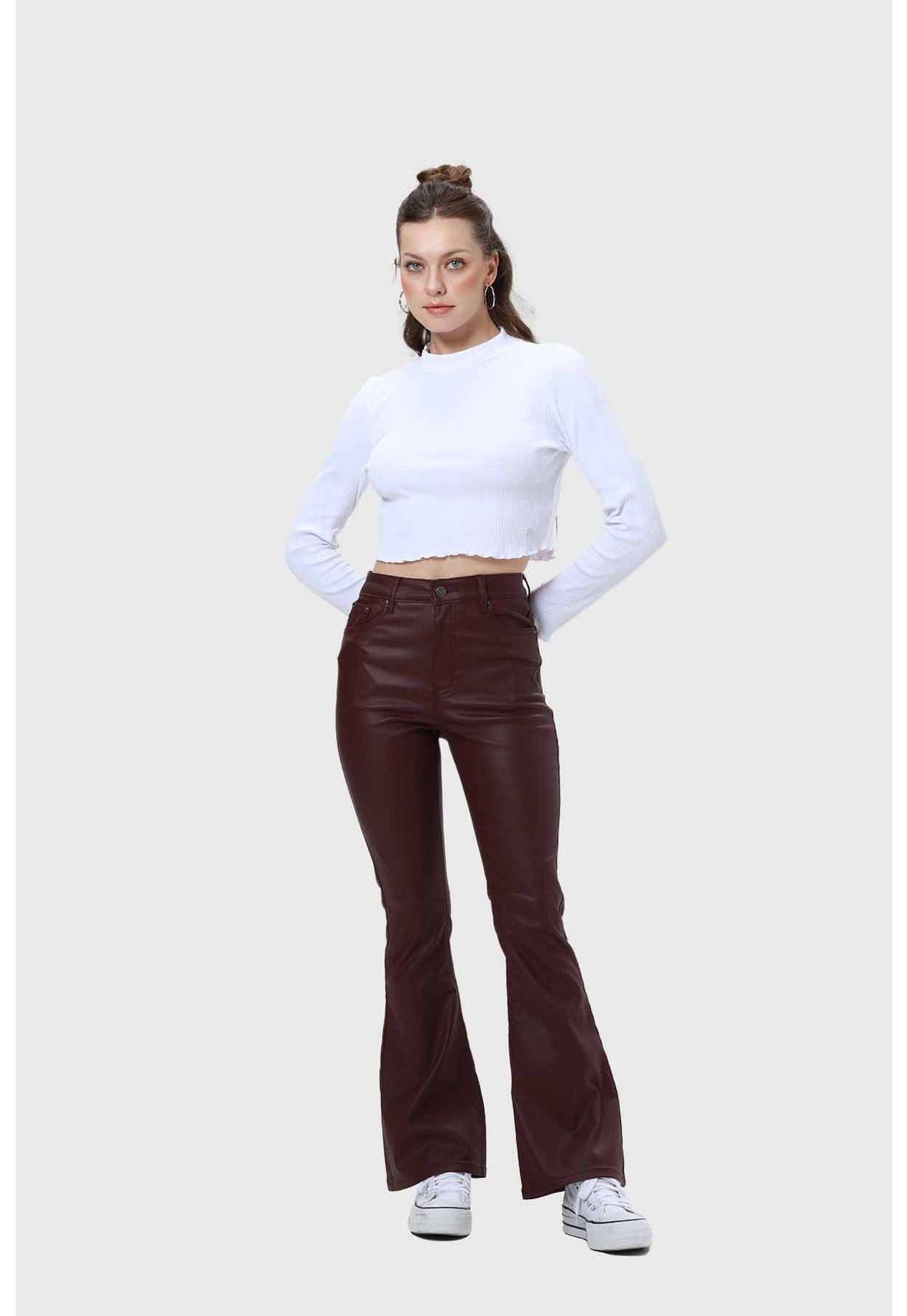 Jeans Mujer Flare Engomado Chocolate-3