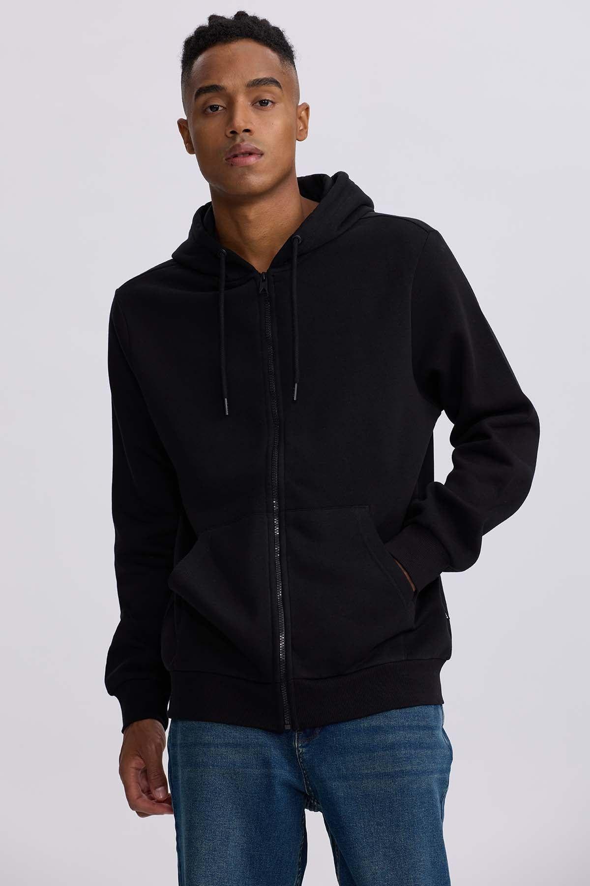 Polerón Hombre Full Zipper Negro-0