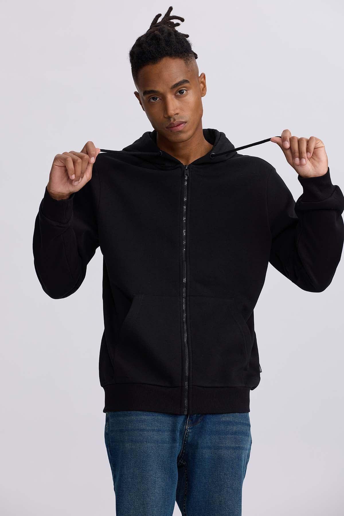 Polerón Hombre Full Zipper Negro-1