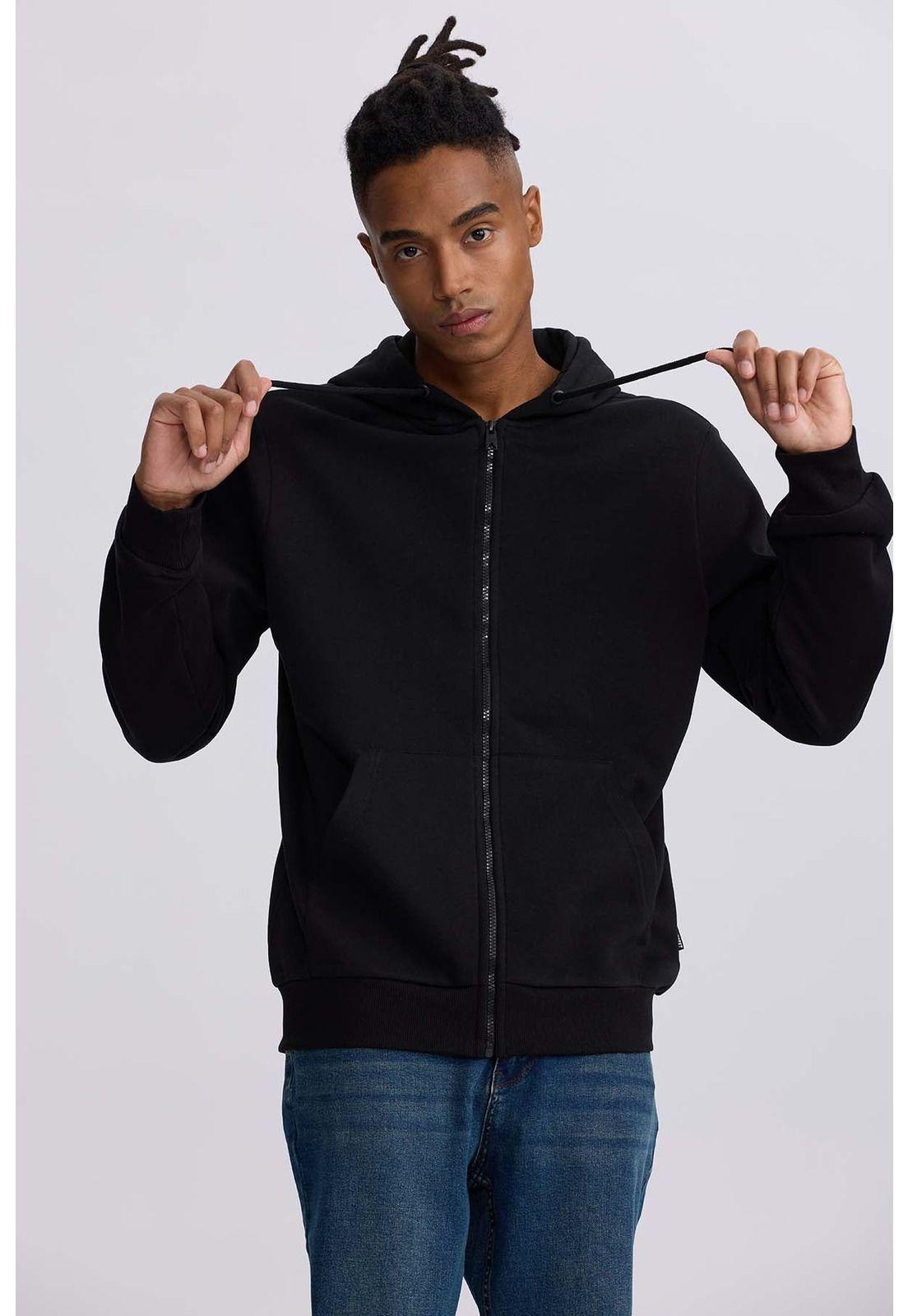 Polerón Hombre Full Zipper Negro - ll-1