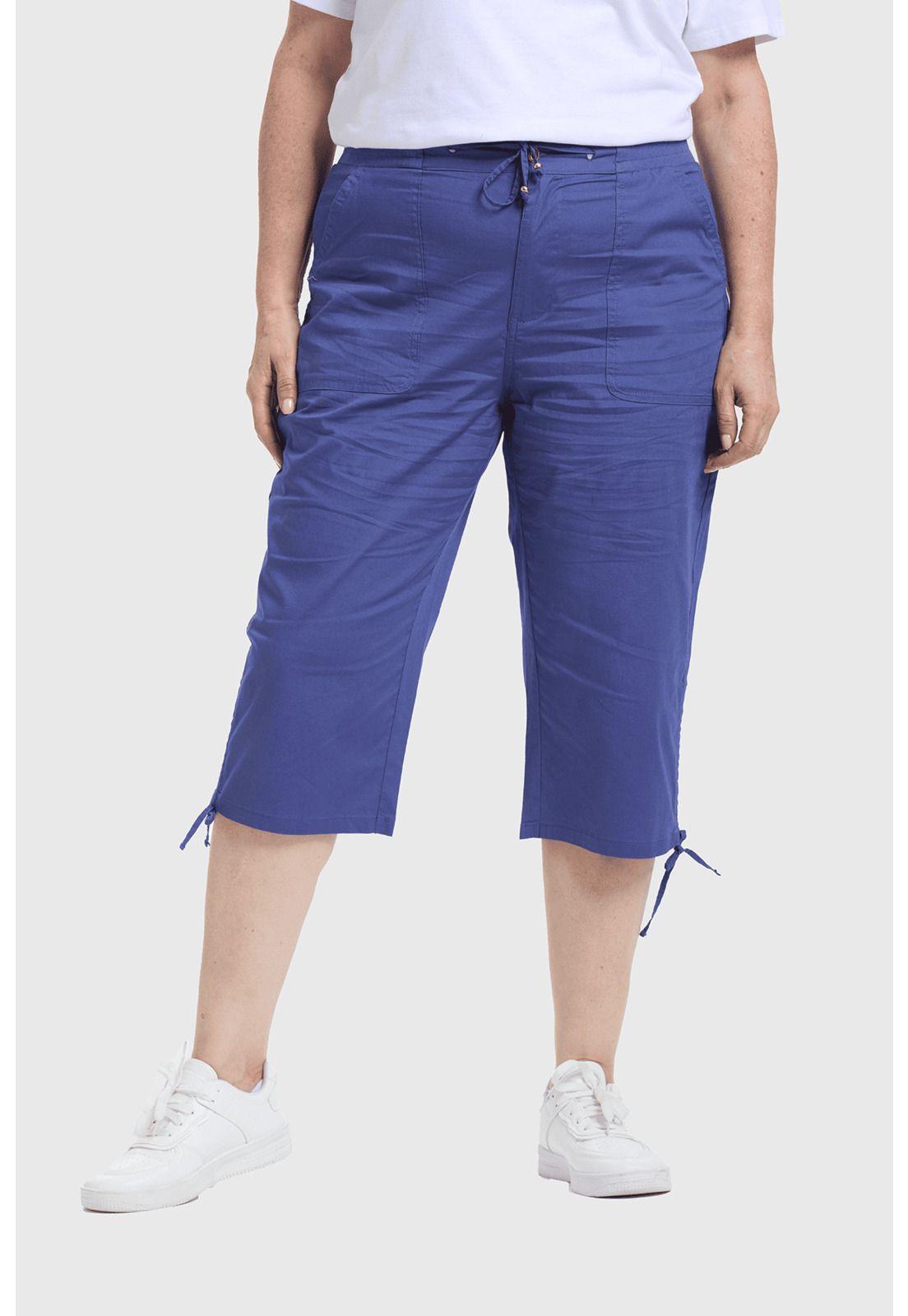 Pantalón Mujer Con Cortes Y Apertura Azul - ll-0