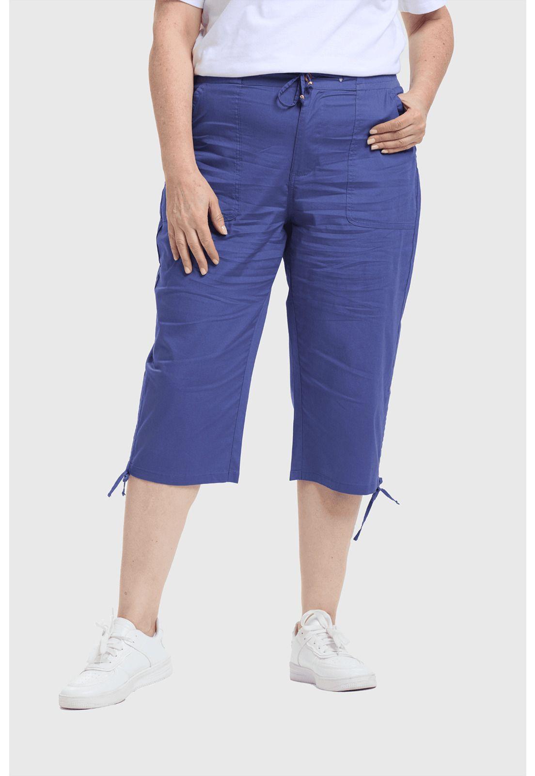 Pantalón Mujer Con Cortes Y Apertura Azul - ll-1