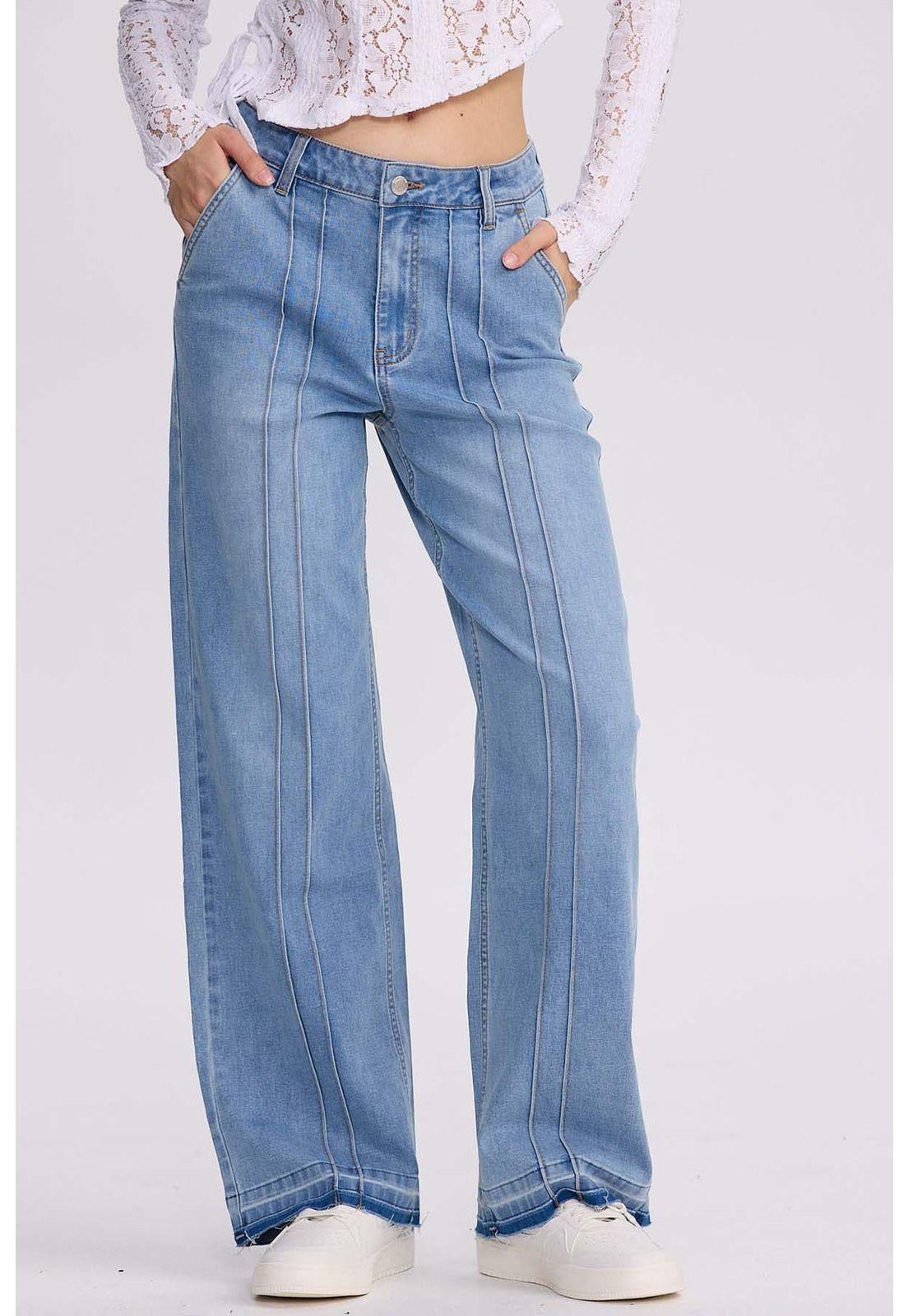 Jeans Mujer Calce Recto Línea Azul-0