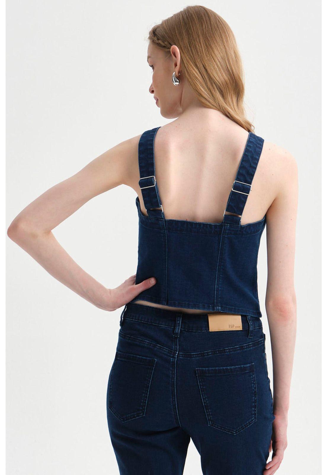 Peto Mujer Botones Azul Oscuro-2