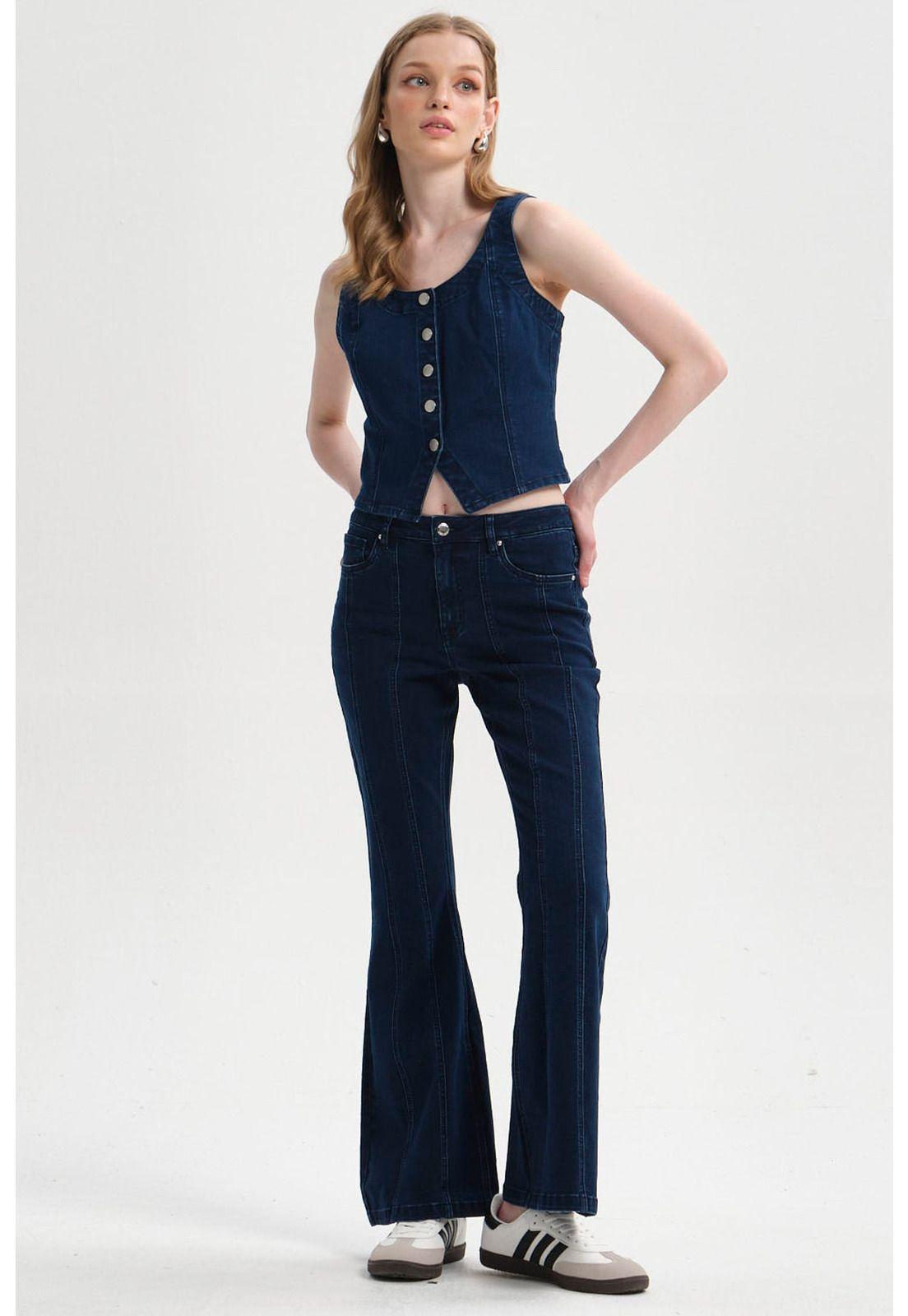 Peto Mujer Botones Azul Oscuro-3