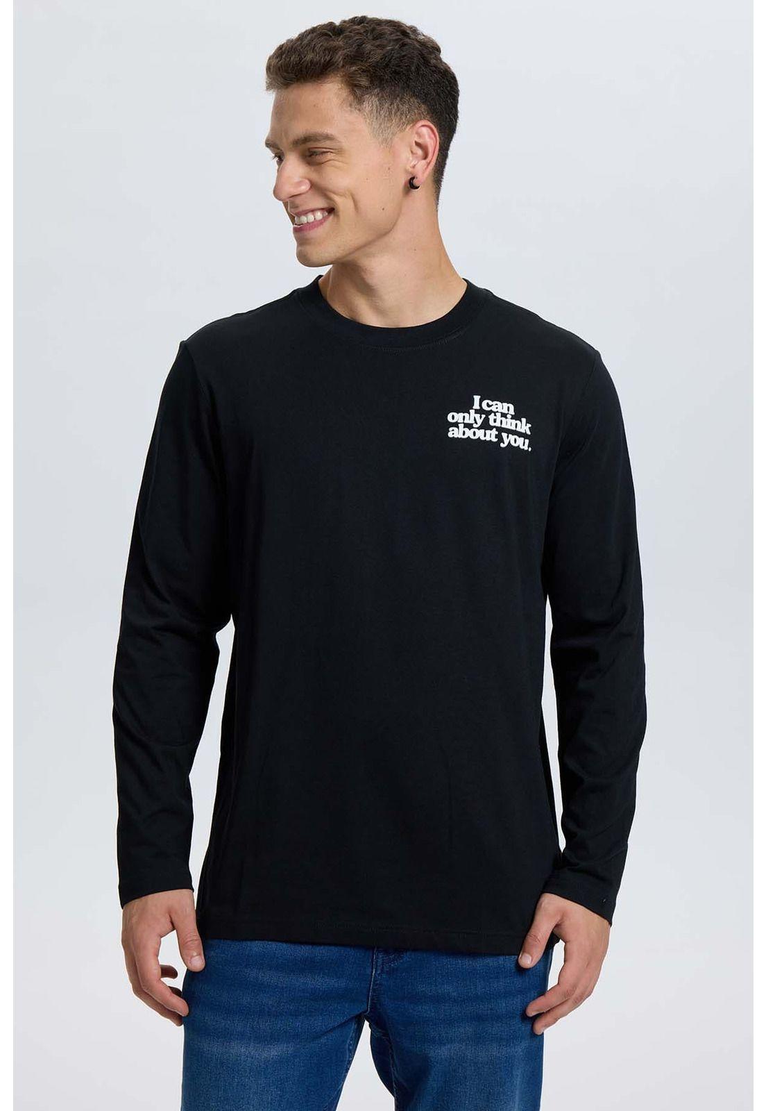 Polera Hombre Doble Print Negro - lV-1