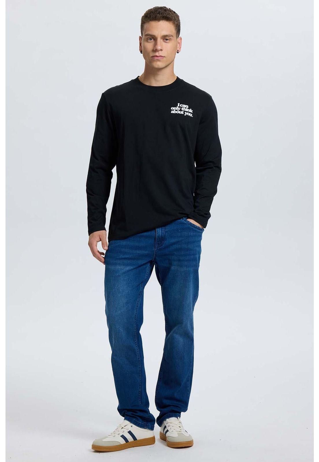 Polera Hombre Doble Print Negro - lV-3