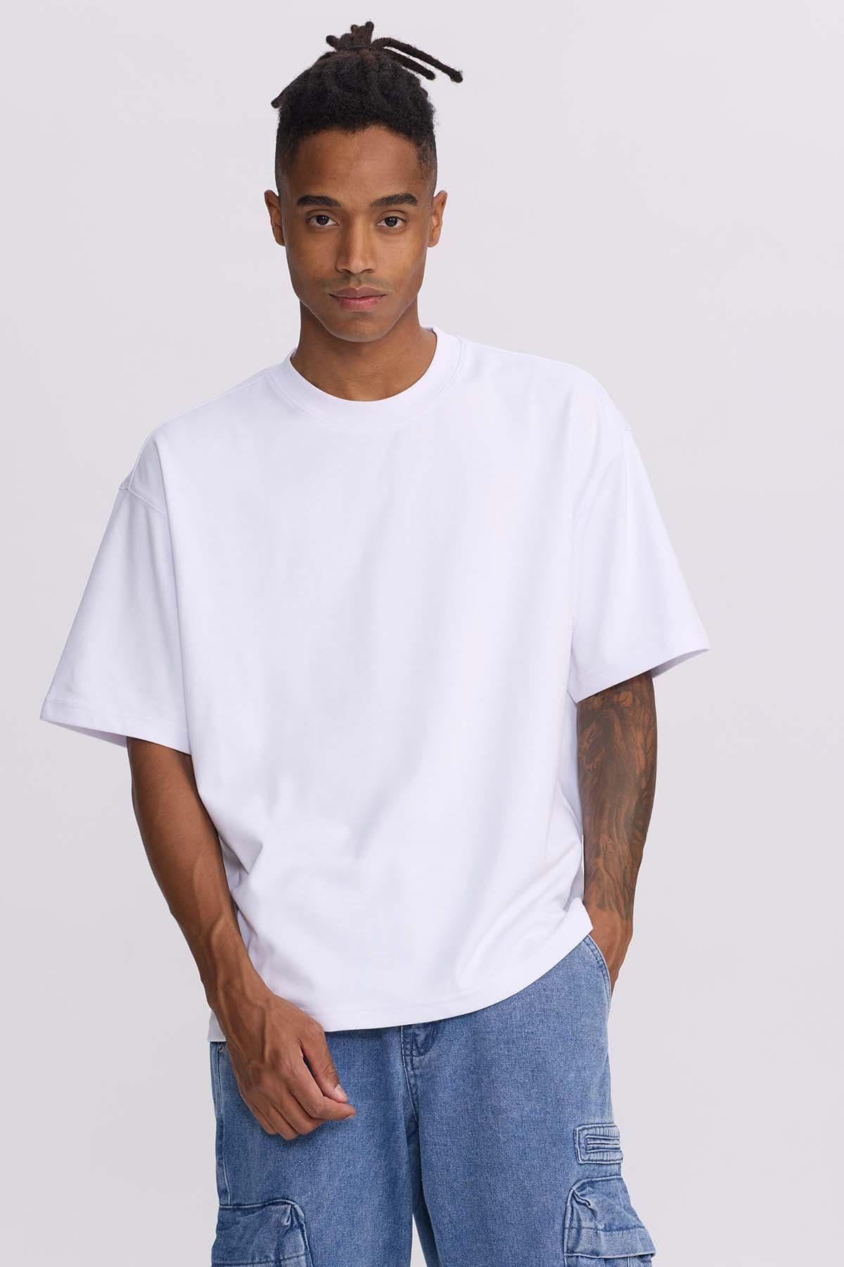 Polera Hombre Loose Fit Blanco-0