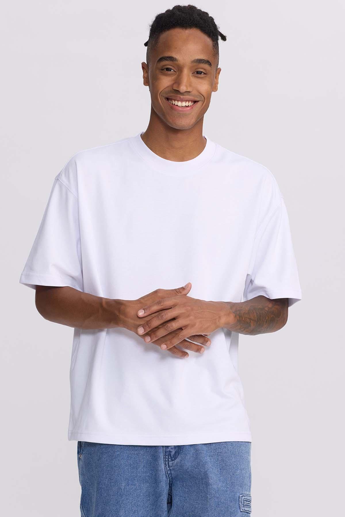 Polera Hombre Loose Fit Blanco-1