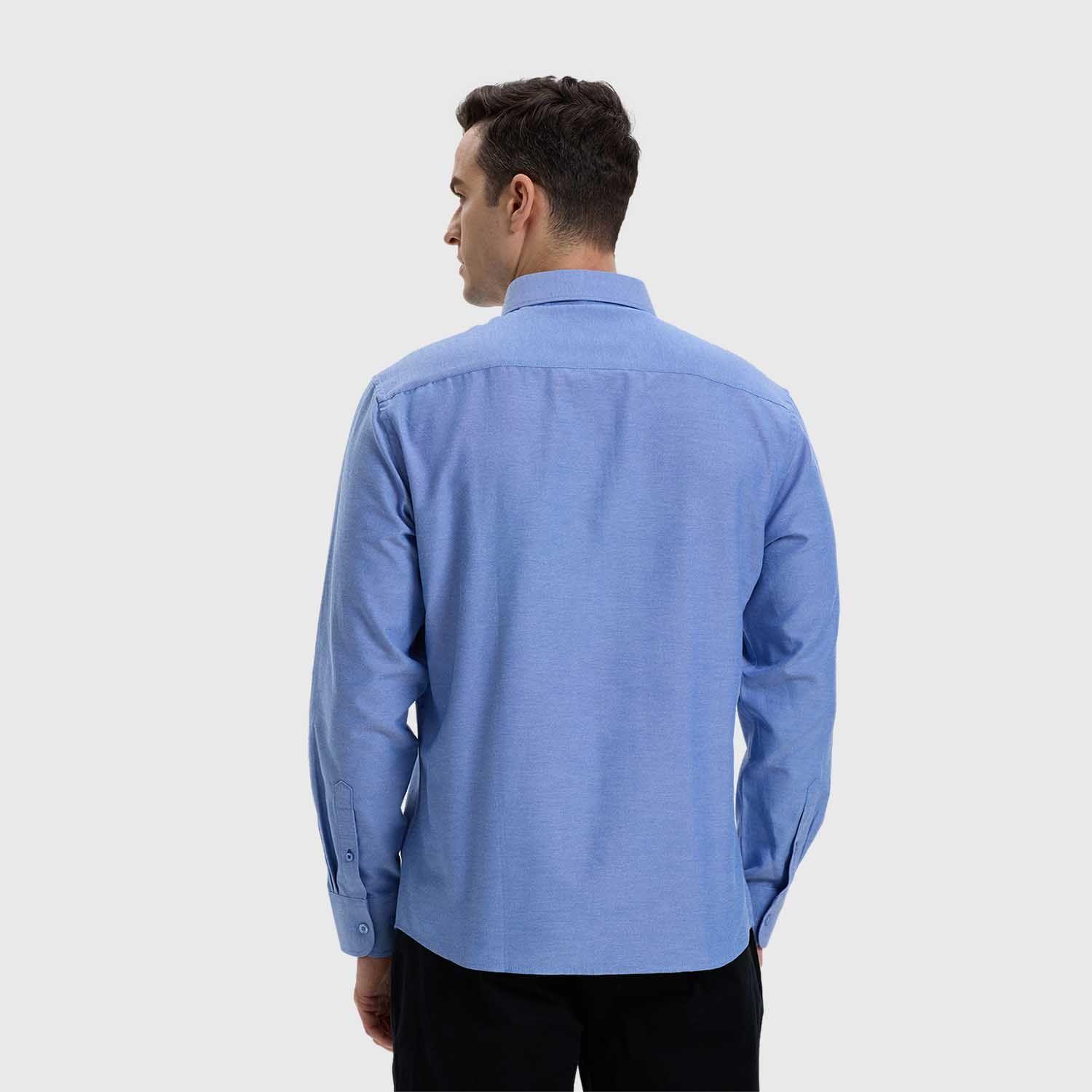 Camisa Hombre Oxford Azul-2
