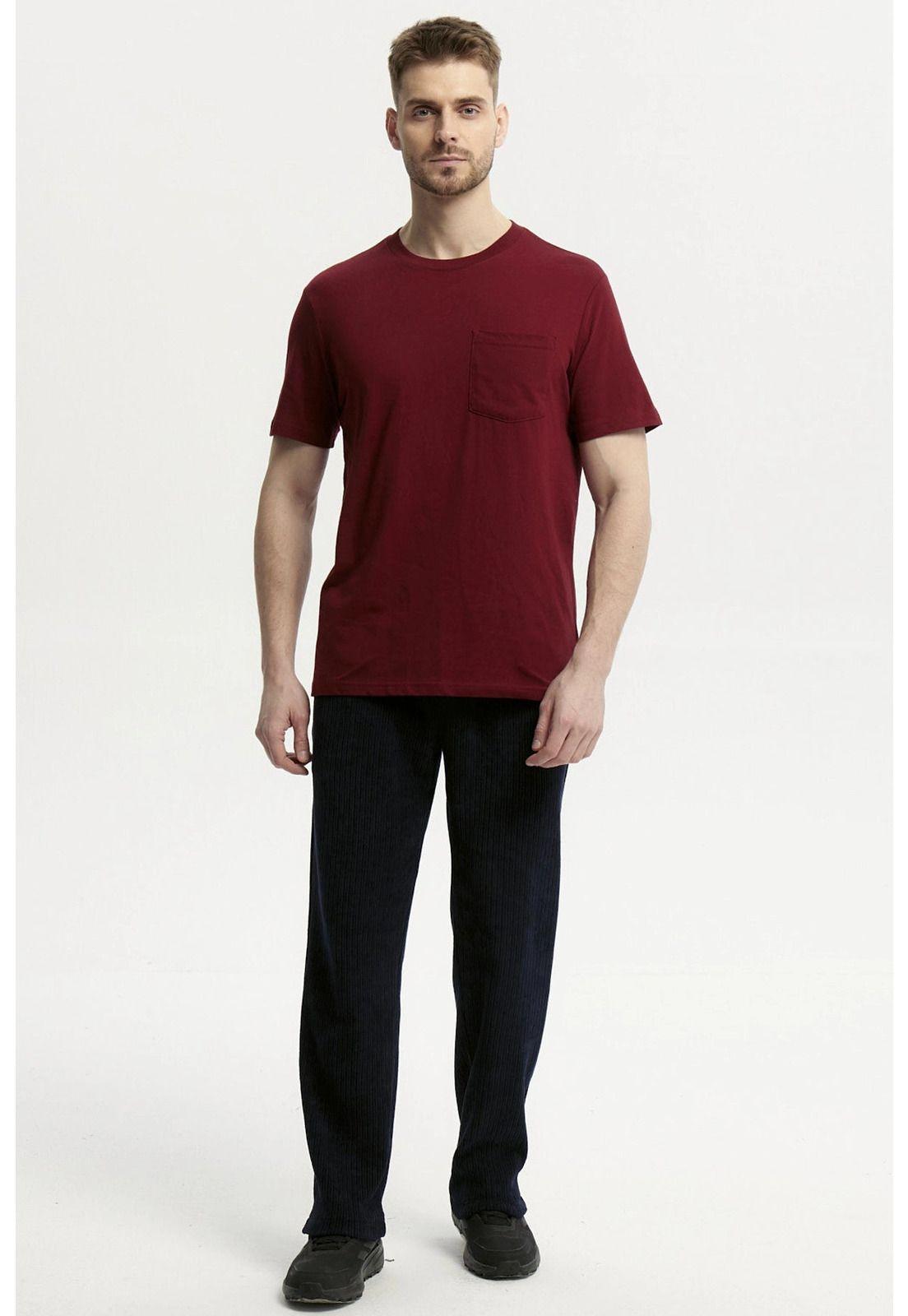 Polera Hombre Básica Con Bolsillo Burdeo - ll-3