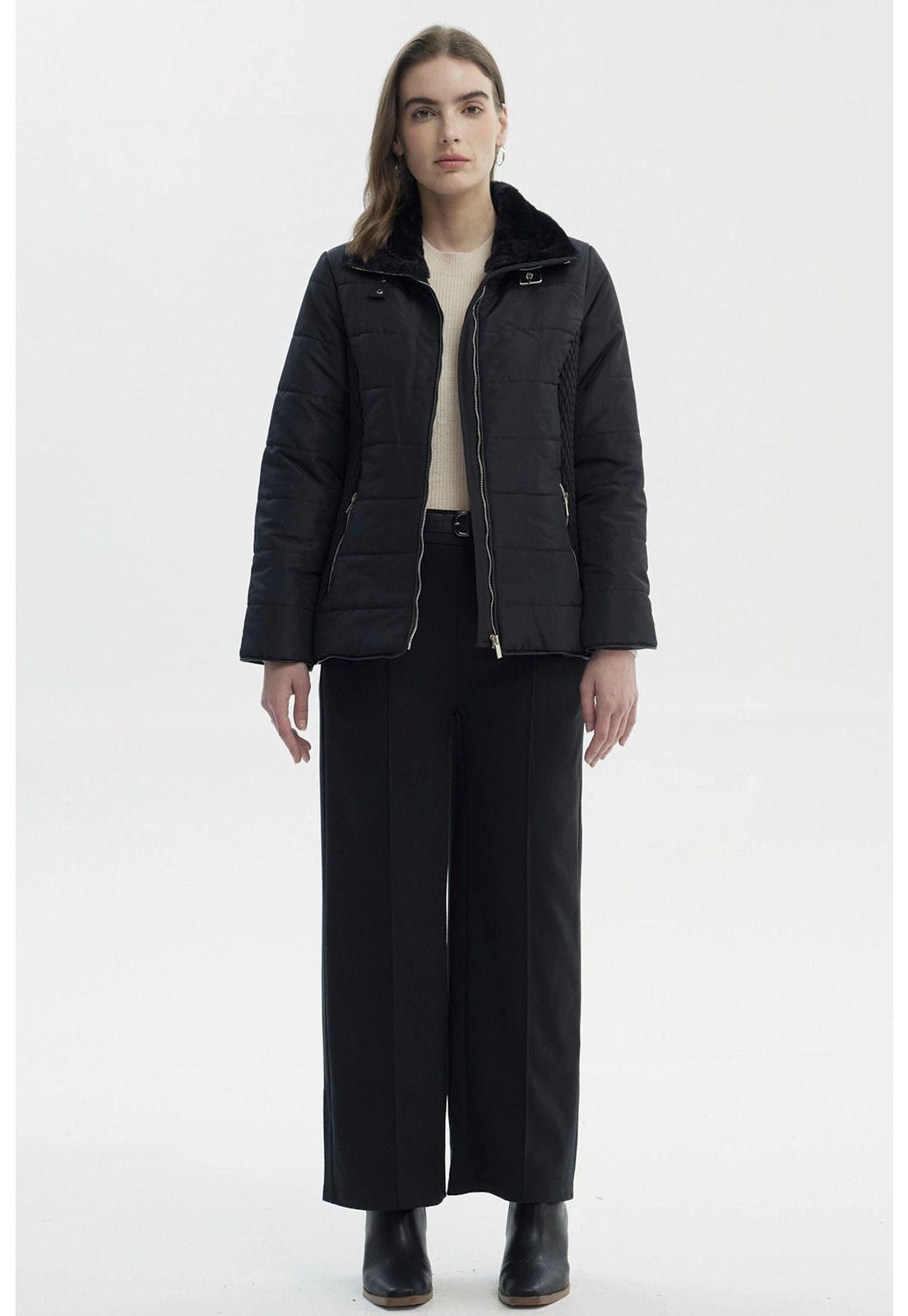 Parka Mujer Slim Negro - Vl-3