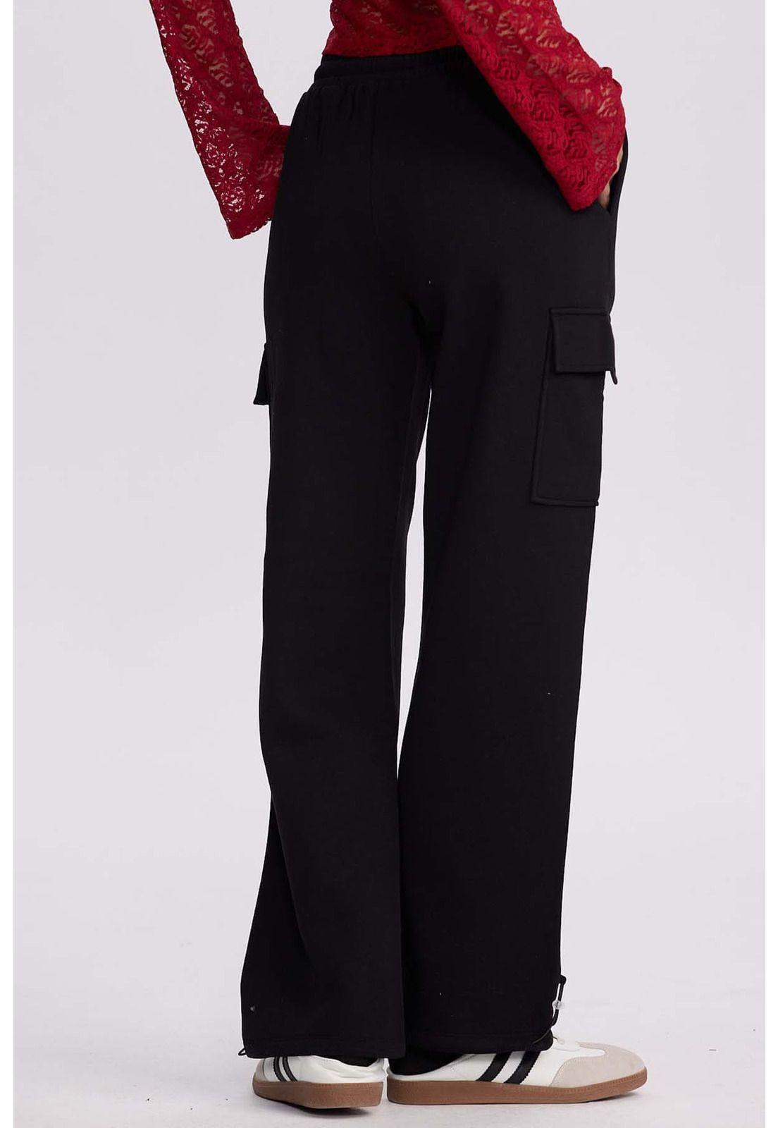 Pantalón Buzo Mujer Cargo Negro - ll-2
