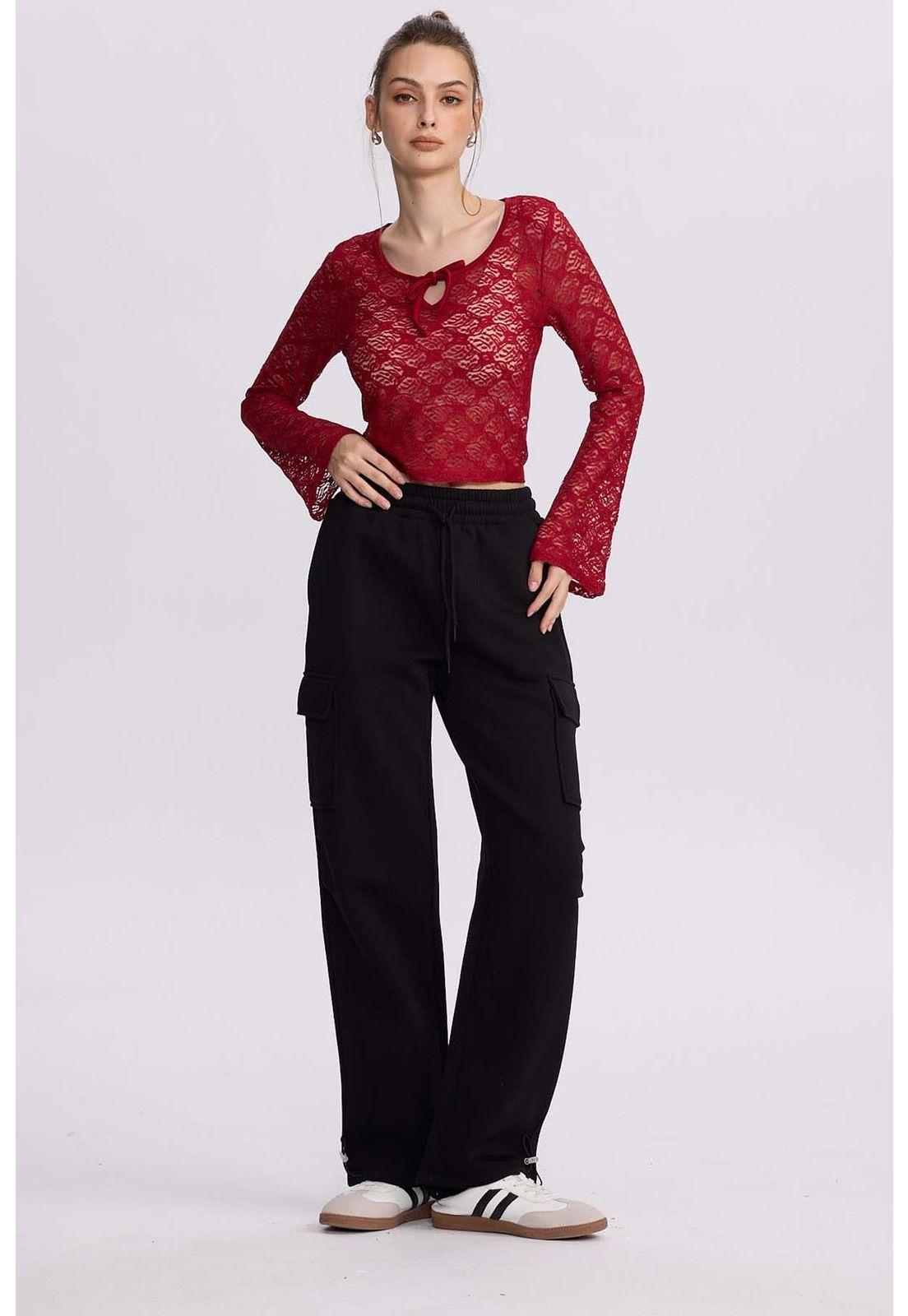 Pantalón Buzo Mujer Cargo Negro - ll-3