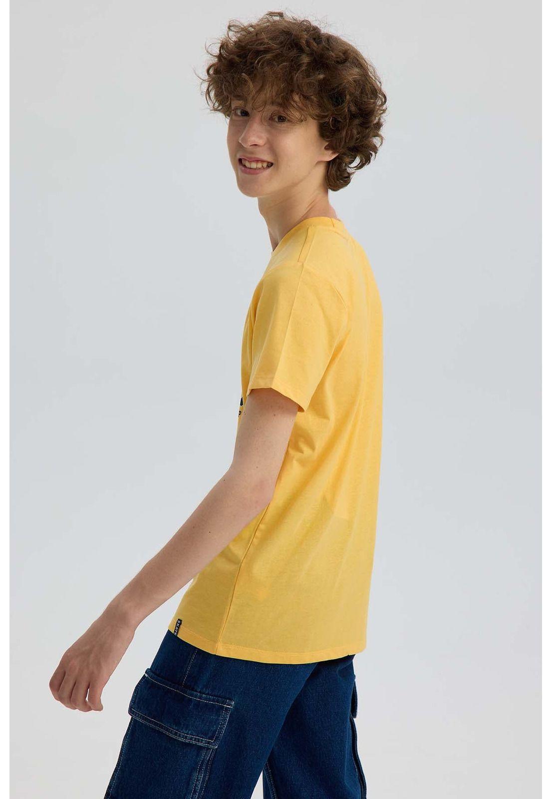 Polera Niño Básica Estampada Amarillo-2