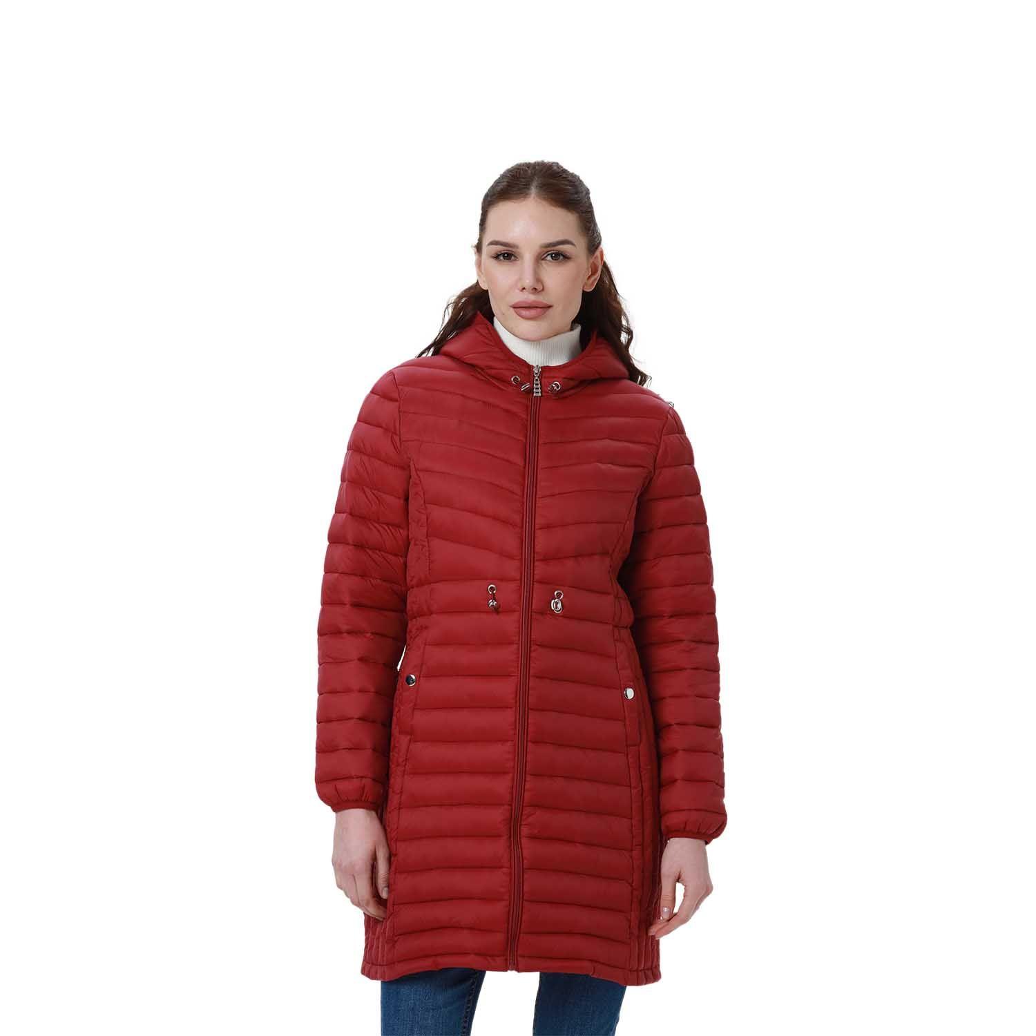 Parka Mujer Modelo Largo Rojo Oscuro-0