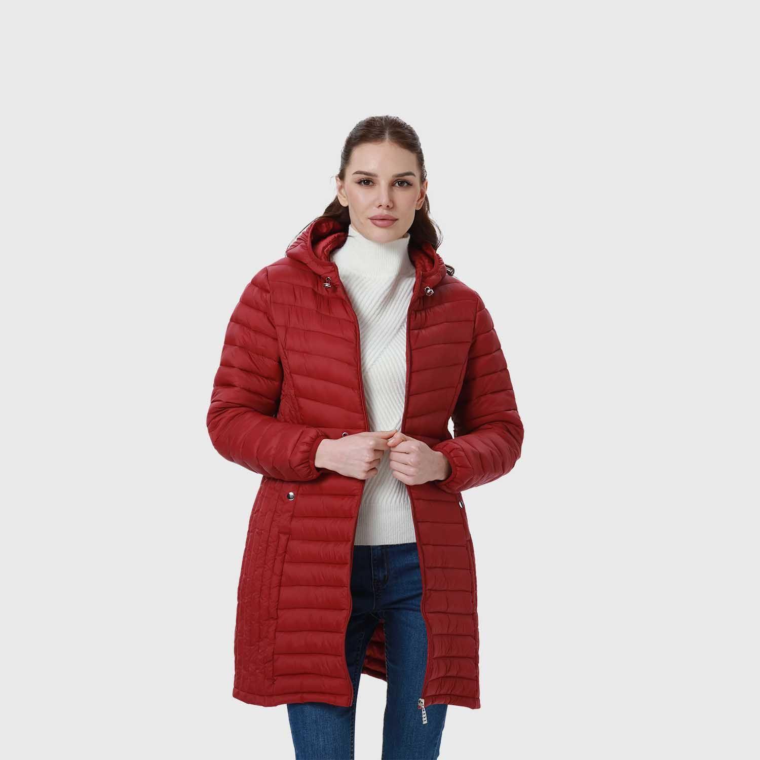 Parka Mujer Modelo Largo Rojo Oscuro-2
