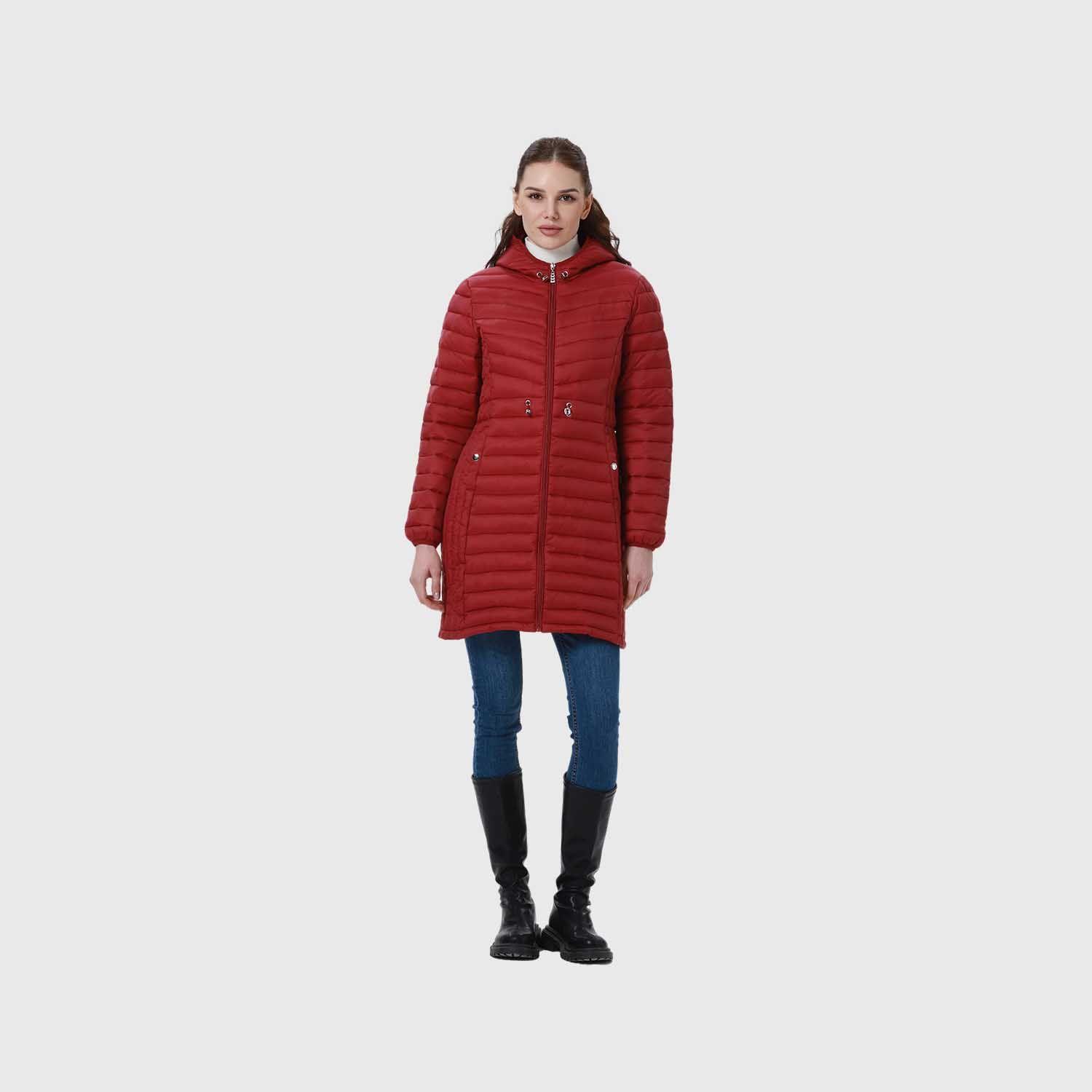 Parka Mujer Modelo Largo Rojo Oscuro-7