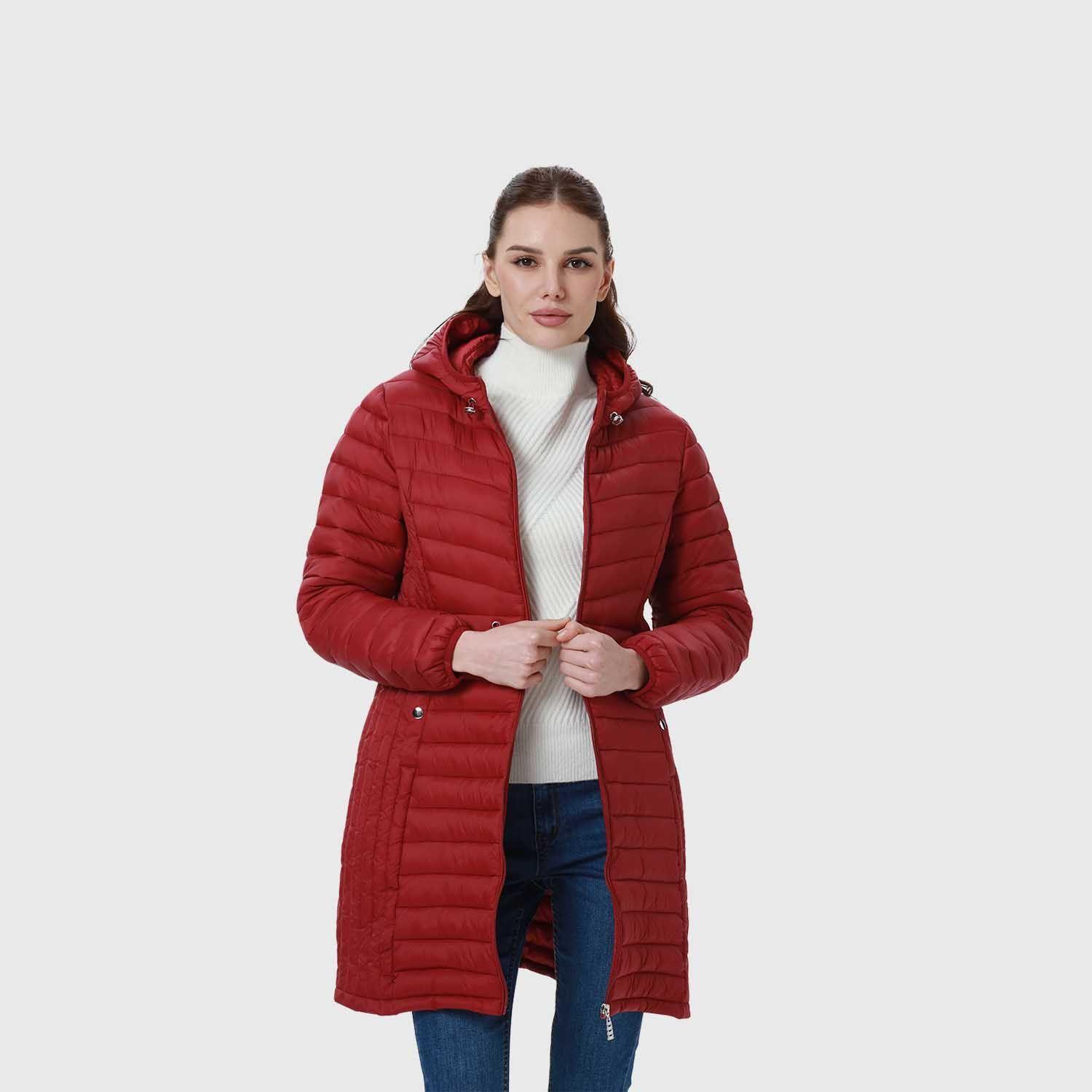 Parka Mujer Modelo Largo Rojo Oscuro-3