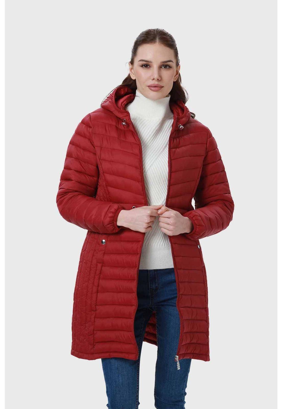 Parka Mujer Modelo Largo Rojo-1