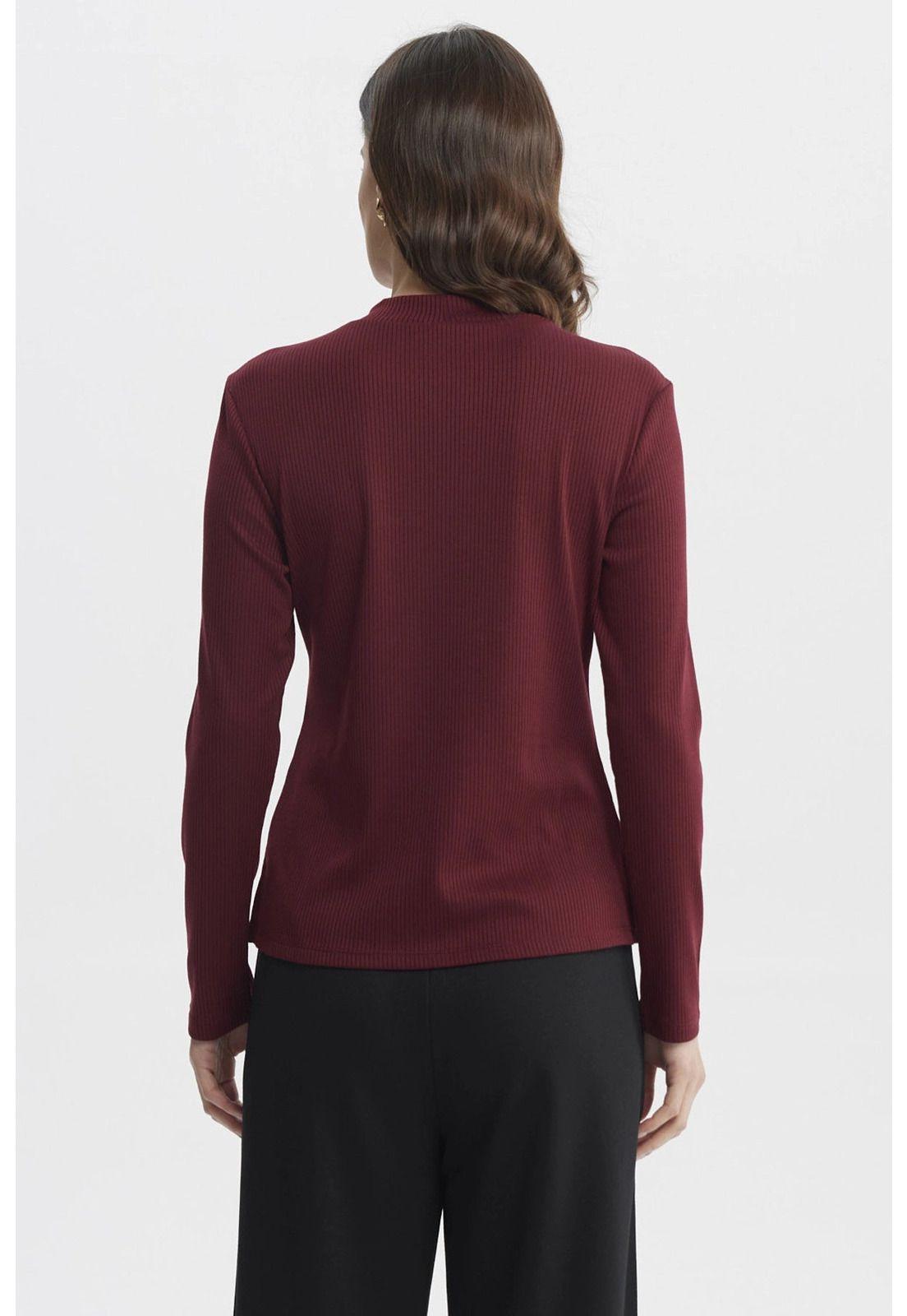 Polera Mujer Rib Lisa Corte Central Burdeo-2